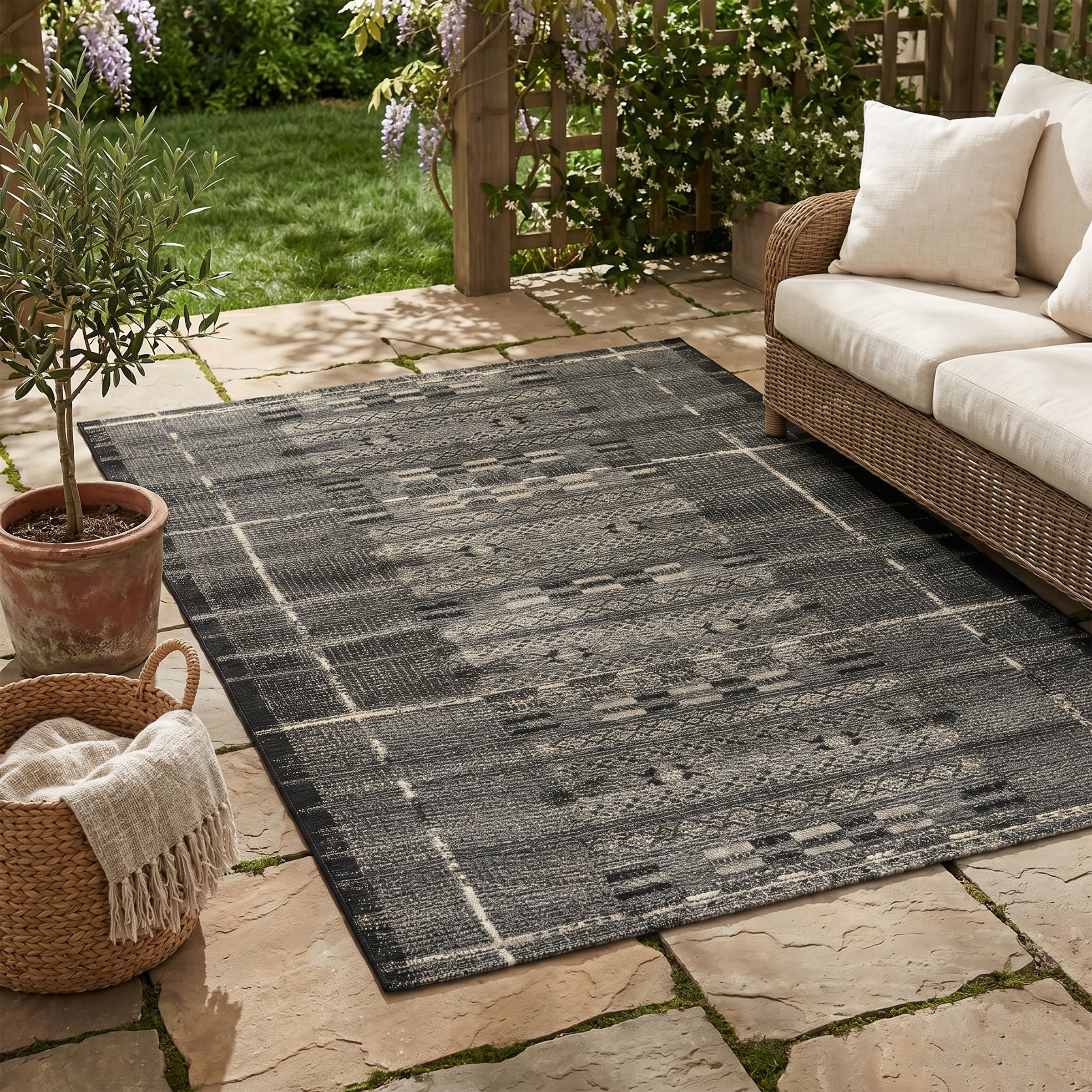 Gino Falcone "Outdoor-Africa 38" rechteckig 5 mm Höhe Flachgewebe, Ethno Style, In- und Outdoor geeignet