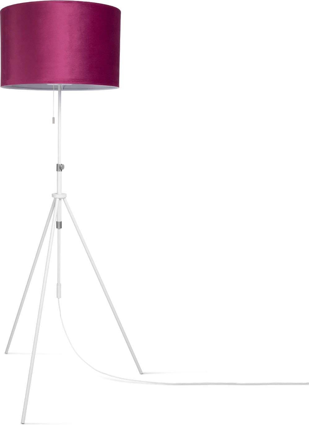Paco Home Stehlampe »Naomi uni Color«, Leuchtmittel E27 | ohne Leuchtmittel, Wohnzimmer Höhenverstellbar 121,5 bis 176,5 cm Zugschalter Velour
