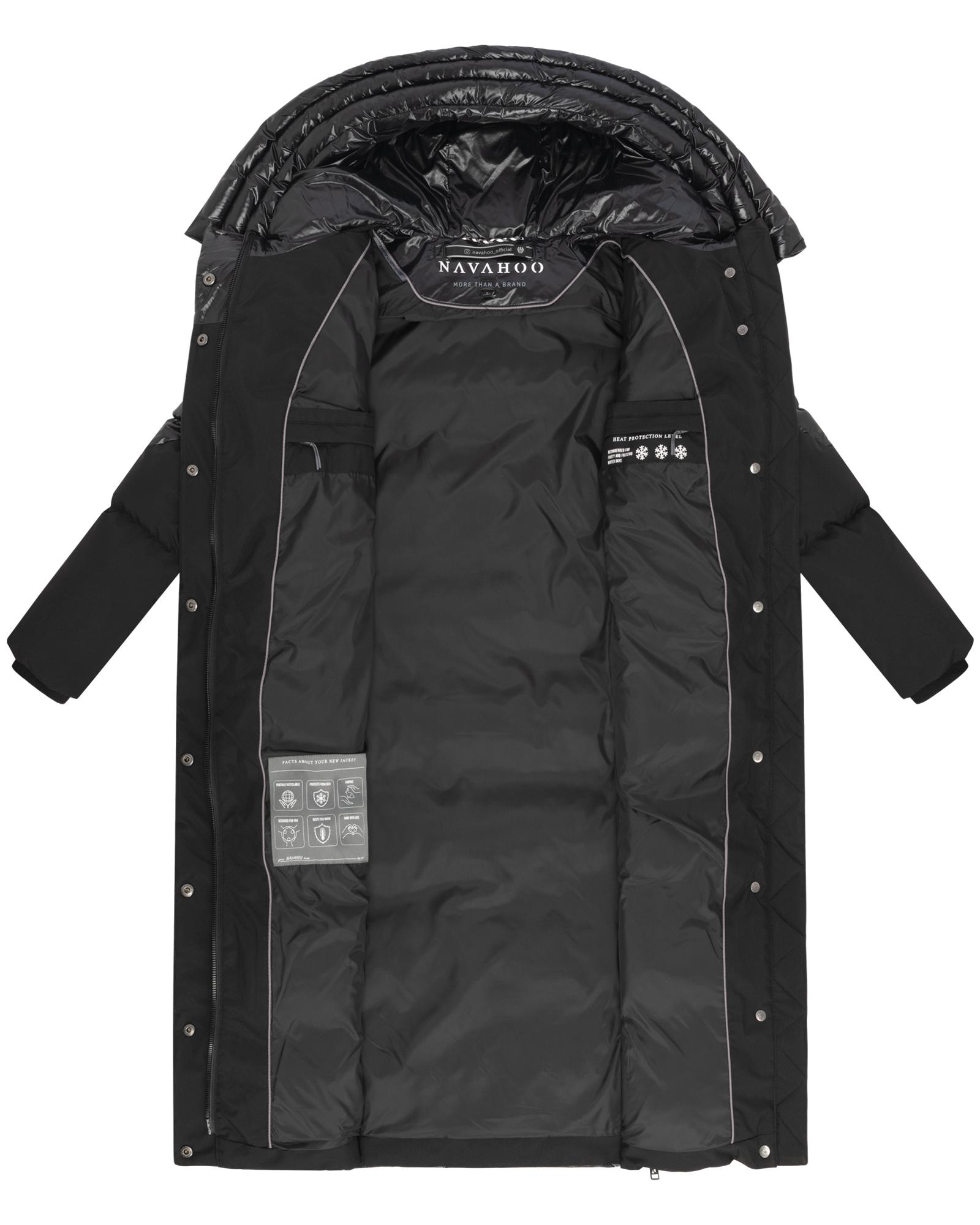 Navahoo Steppmantel »Knusperherz 14«, Langer gesteppter Damen Wintermantel mit Materialmix