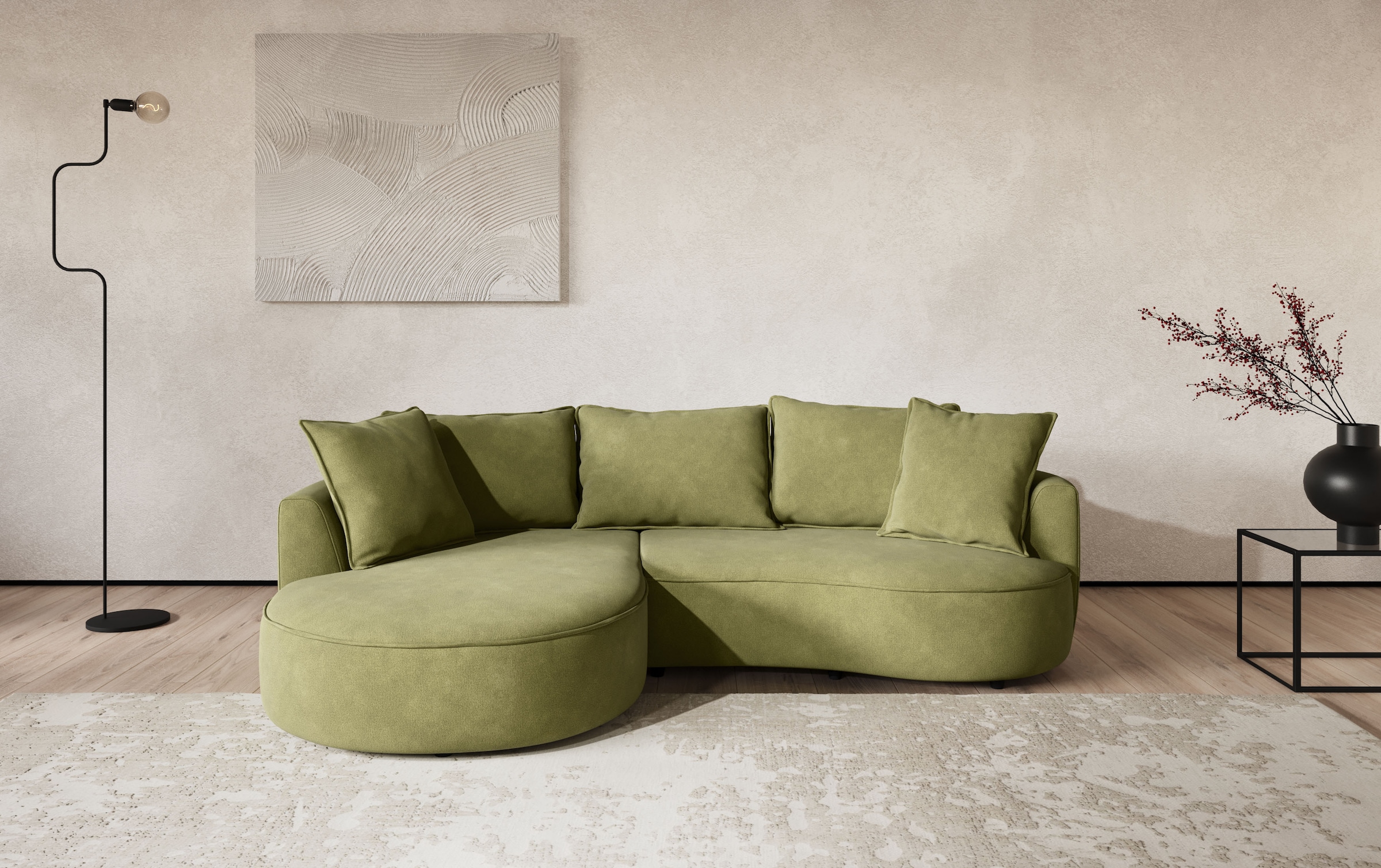 OTTO home Ecksofa "Sana L-Form, B: 260 cm, organische Form, Otto.Verlässliche Qualität" Loungesofa mit Wellenunterfederung