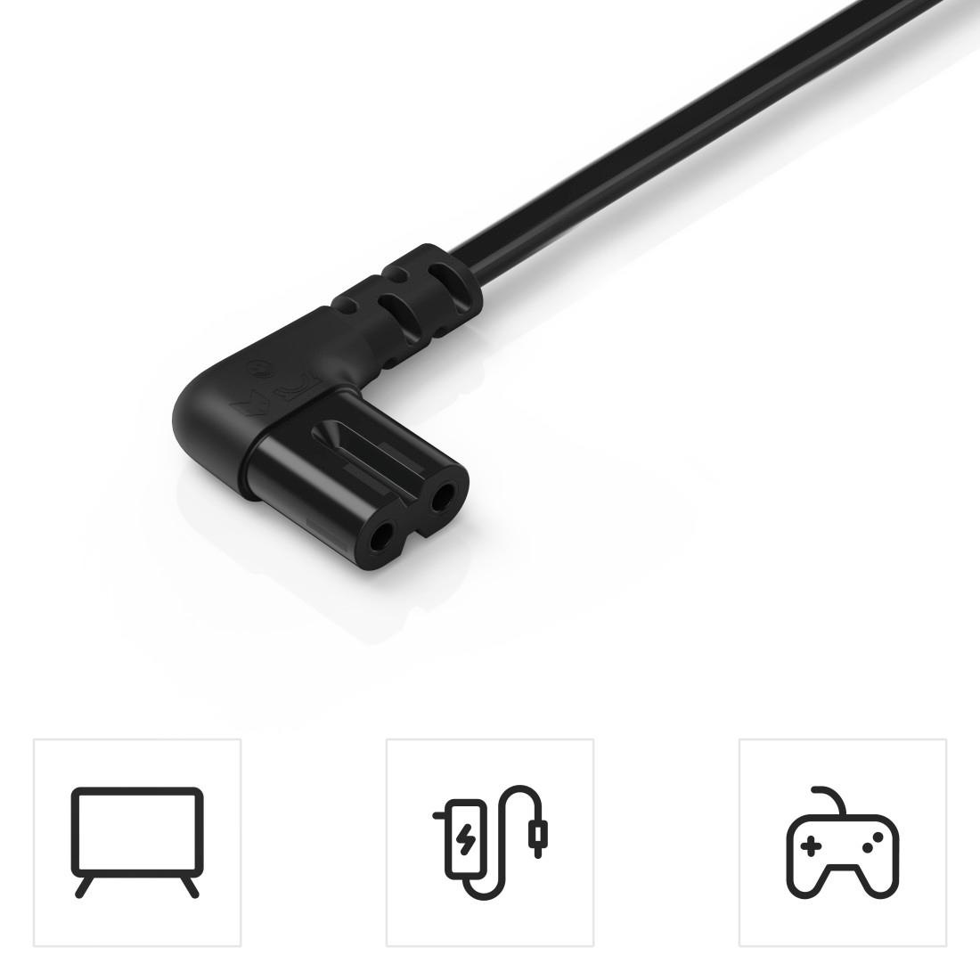 Hama Netzkabel »Netzkabel, beidseitig gewinkelt, Euro Stecker, Doppelnut, C7, 1,5 m«, Typ C (Eurostecker), 150 cm