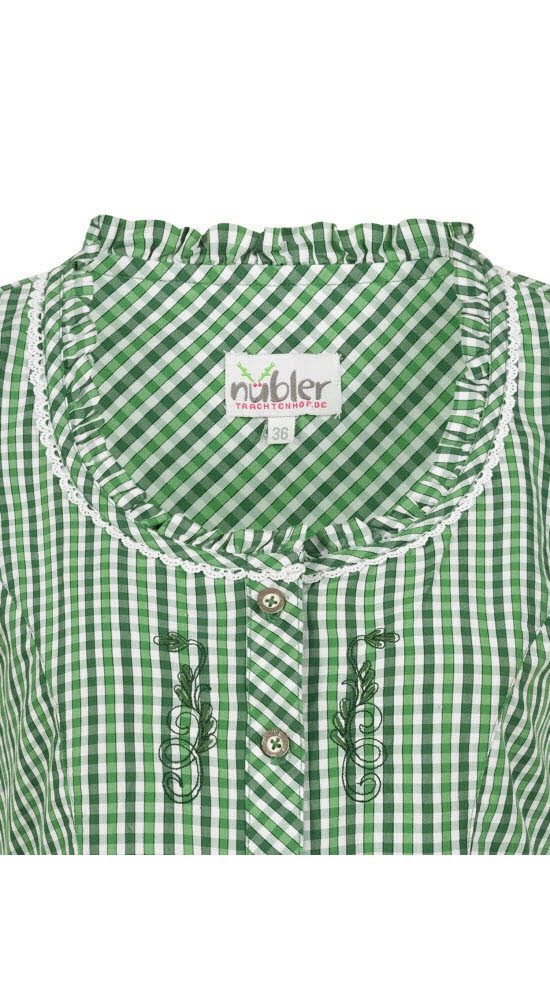 Dirndlbluse NÜBLER "Trachtenbluse Kurzarm Natascha", Damen, Gr. 42, grün, Obermaterial: 70% Baumwolle CO. 30% Polyester PES., Blusen Dirndlbluse 2