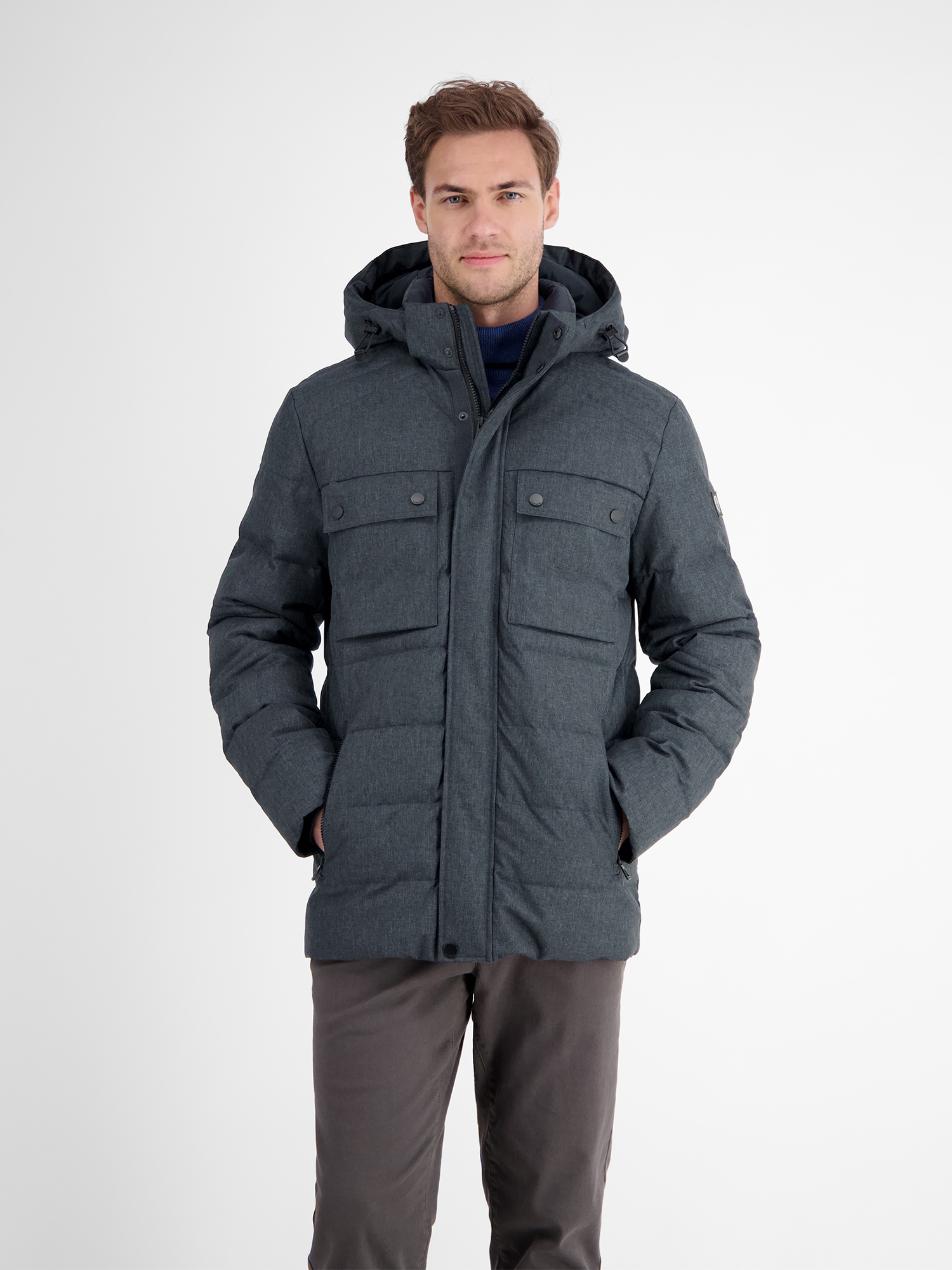 LERROS Steppjacke »LERROS Herren Fieldjacket in Woll-Optik«, mit Kapuze, Wasser- und windabweisend, atmungsaktiv