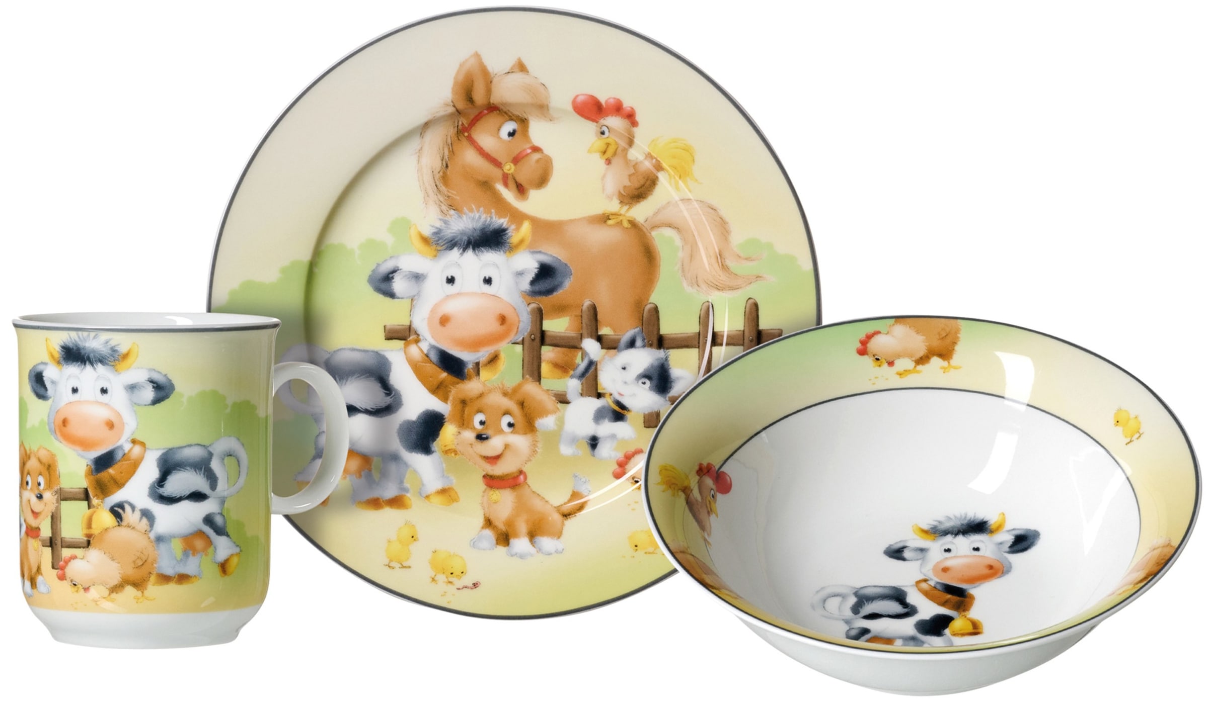 Ritzenhoff & Breker Kindergeschirr-Set "Hoftiere", (Set, 3 tlg.), im Geschenkkarton