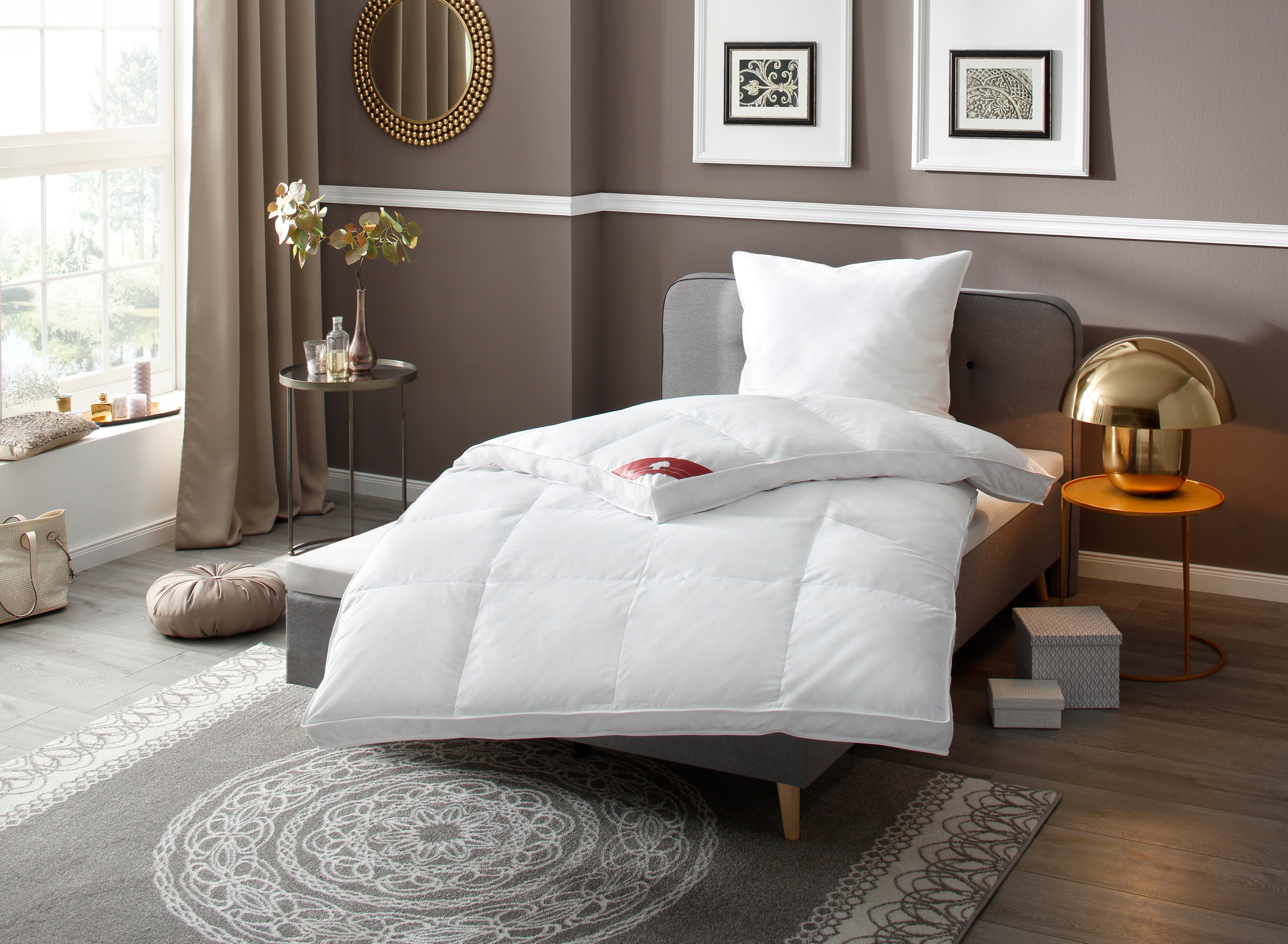 RIBECO Daunenbettdecke "Bettdecke in 135x200 und 155x220cm Topseller," extrawarm Füllung 80Daunen20Federn 1 Stk. tlg. Daunen und Federn, Made in Germany, mit gratis 80x80 cm Kissen