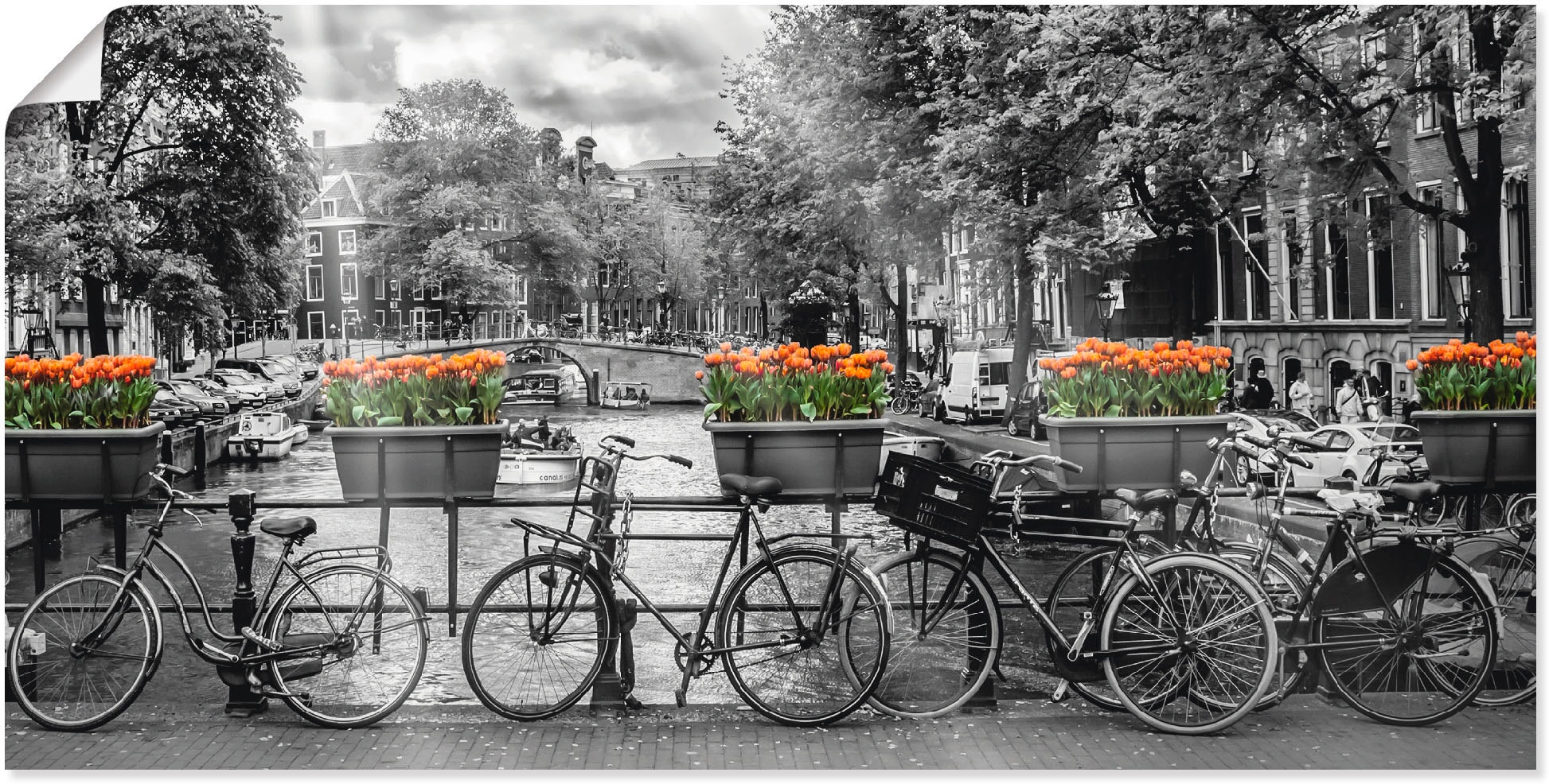 Artland Wandbild "Amsterdam Herengracht I", Fahrräder, (1 St.), als Leinwandbild, Poster, Wandaufkleber in verschied. Gr