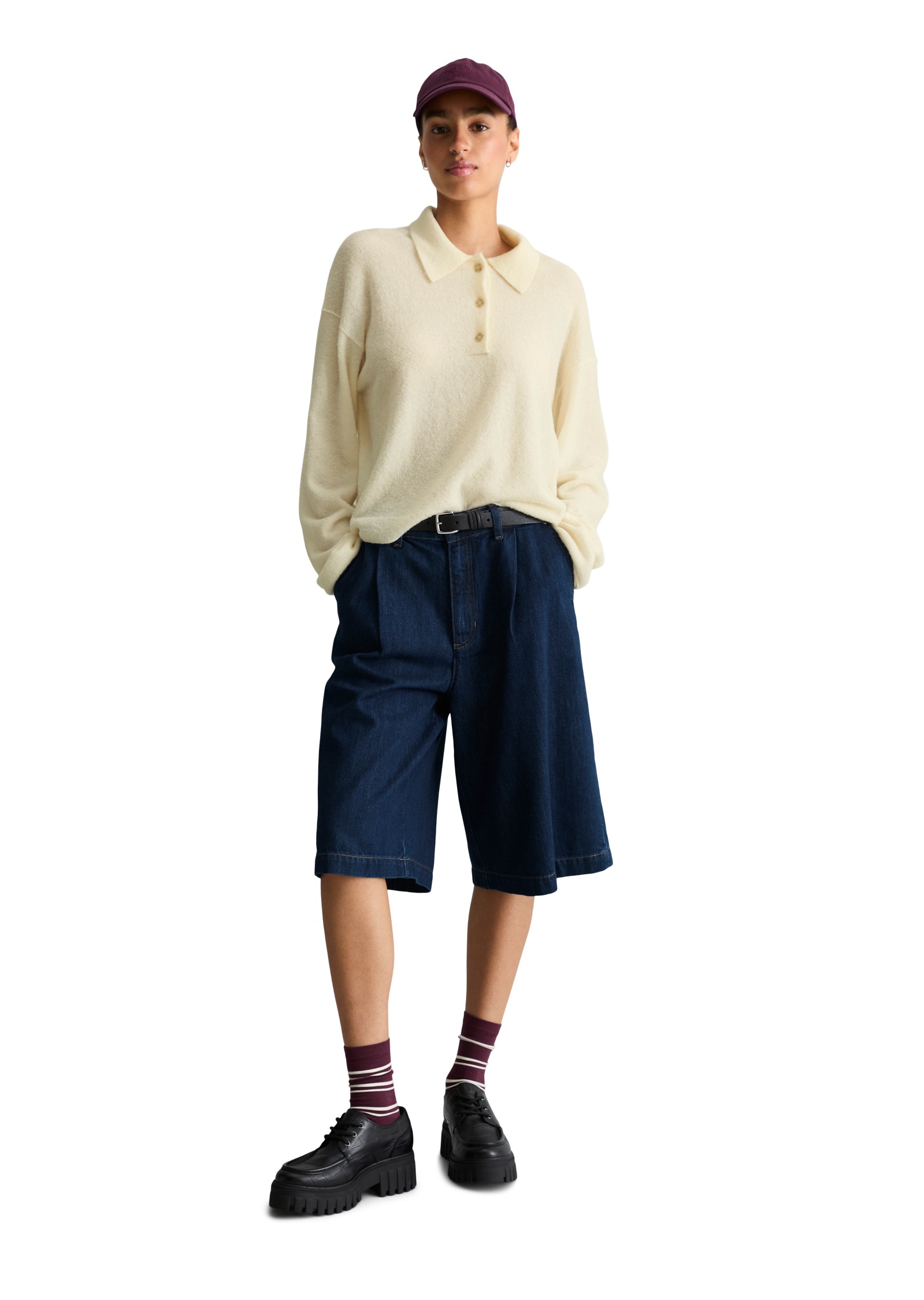 Marc O'Polo DENIM Langarm-Poloshirt »aus Bouclé-Garn«
