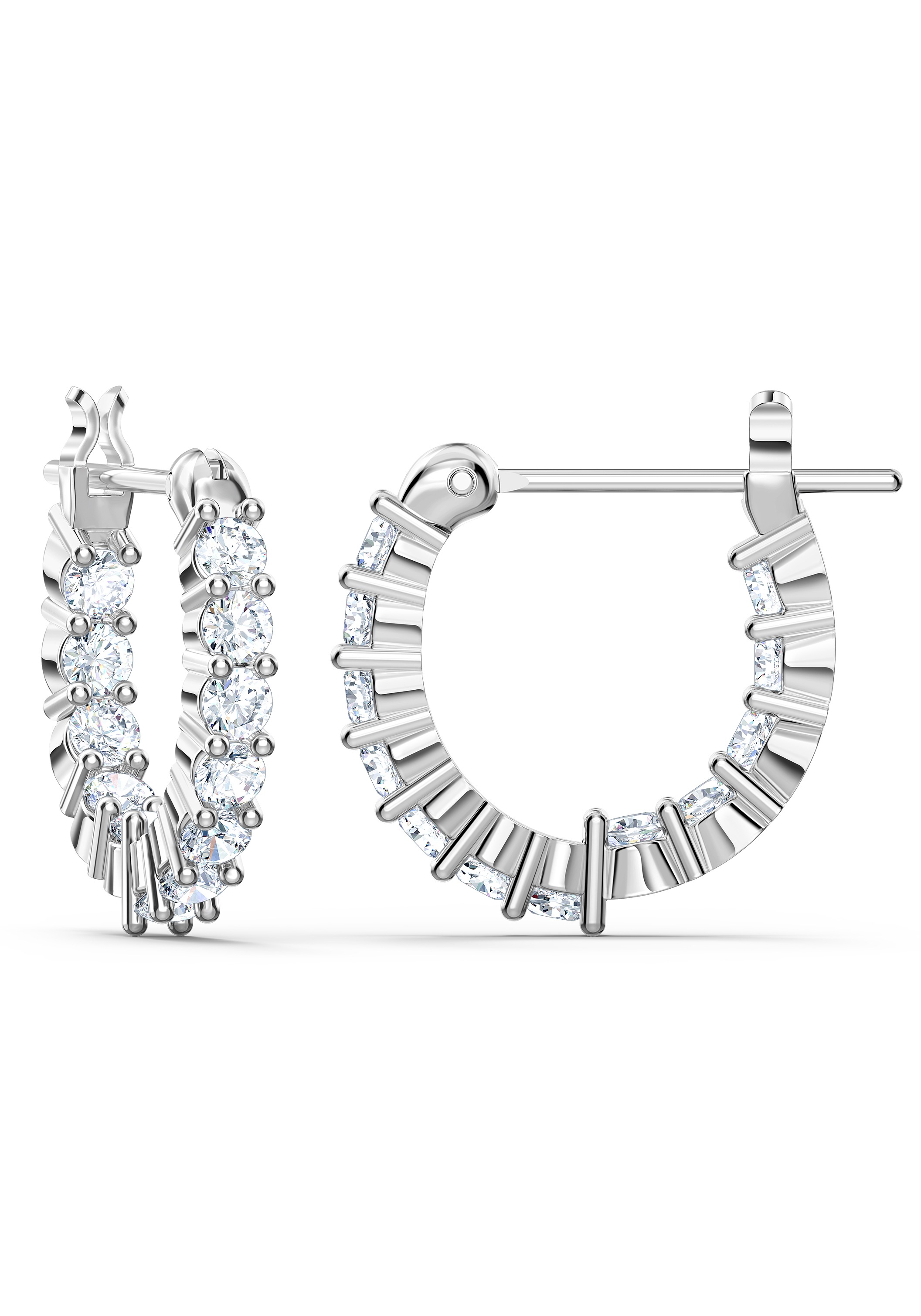 Paar Creolen SWAROVSKI "Schmuck Geschenk Matrix Tennis Vittore Ohrringe", silber (metallfarben, kristallweiß, kristallweiß), Ohrringe, Damen, Metall, Swarovski Zirkonia (synth.) 2
