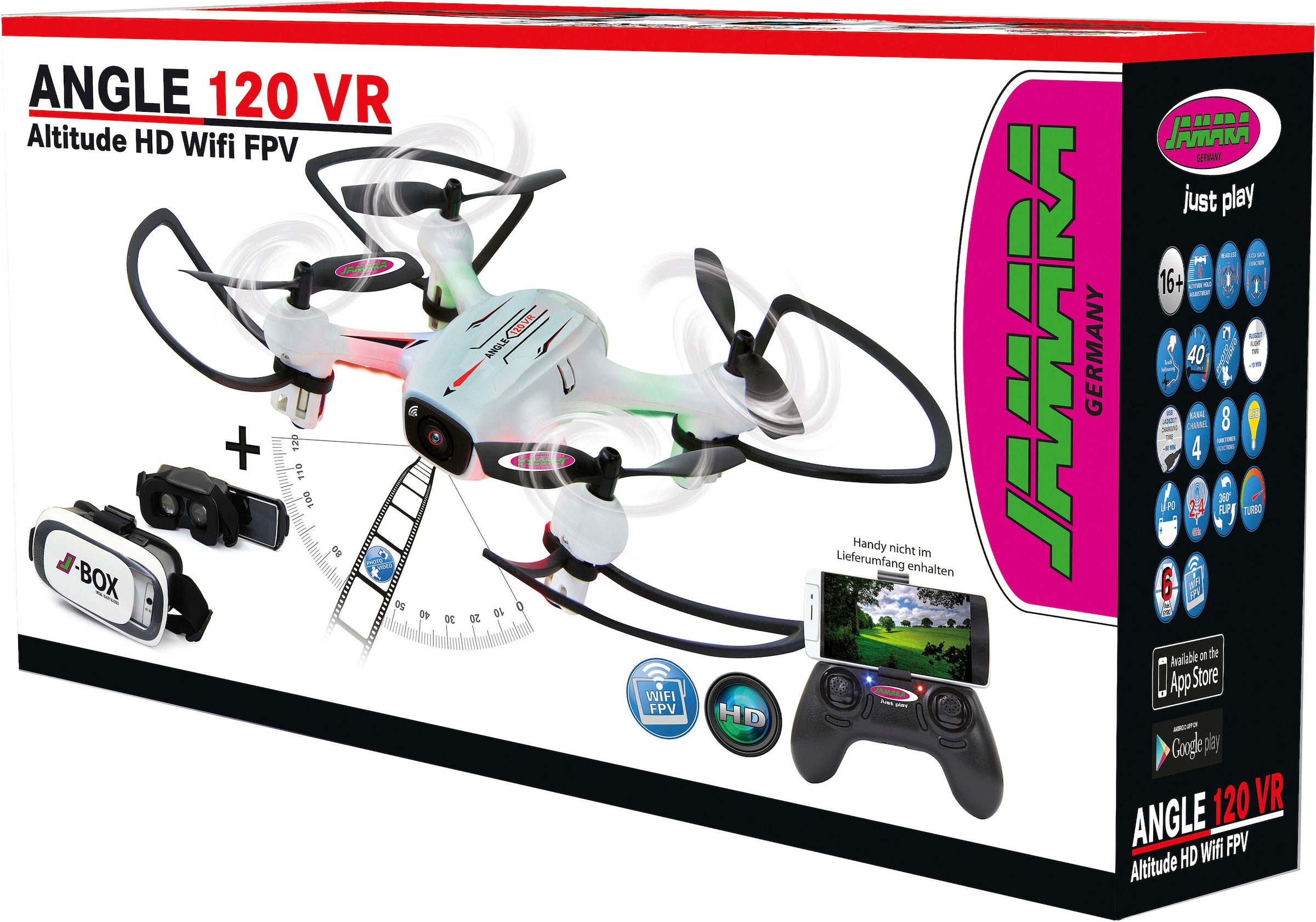 Jamara RC-Quadrocopter »Angle 120 VR Wide Angle Drone Altitude HD FPV Wifi«, mit LED-Licht