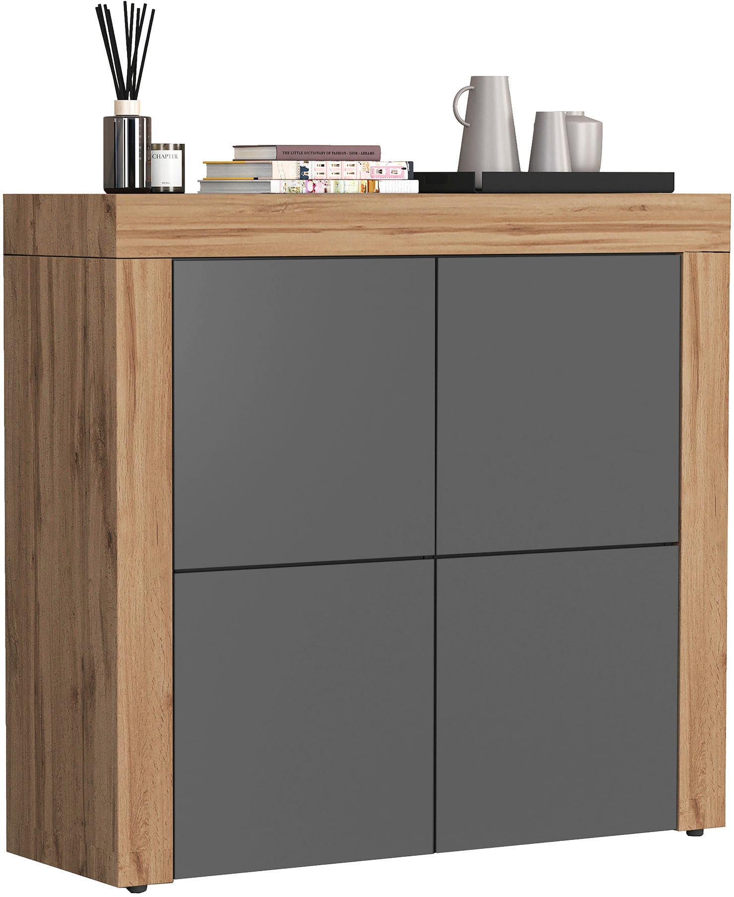 OTTO home Highboard »CHRONOS Breite 140 cm mit 4 Türen und 8 Fächer 'Made in Italy'« 1 Stk. tlg. Hohes Sideboard, Kommode, Schrank, Grifflos mit Push to Open