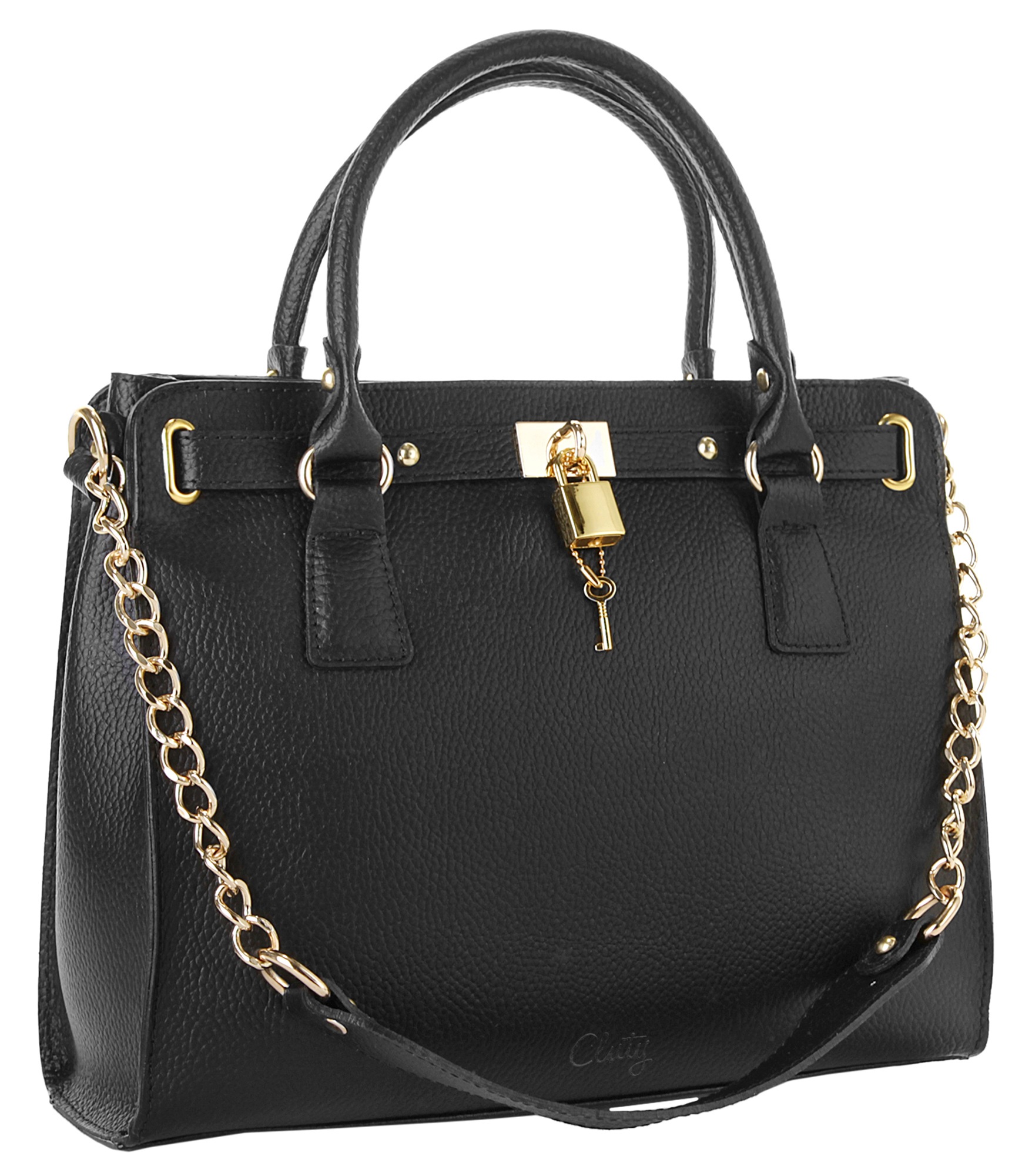 Cluty Henkeltasche, echt Leder, Made in Italy