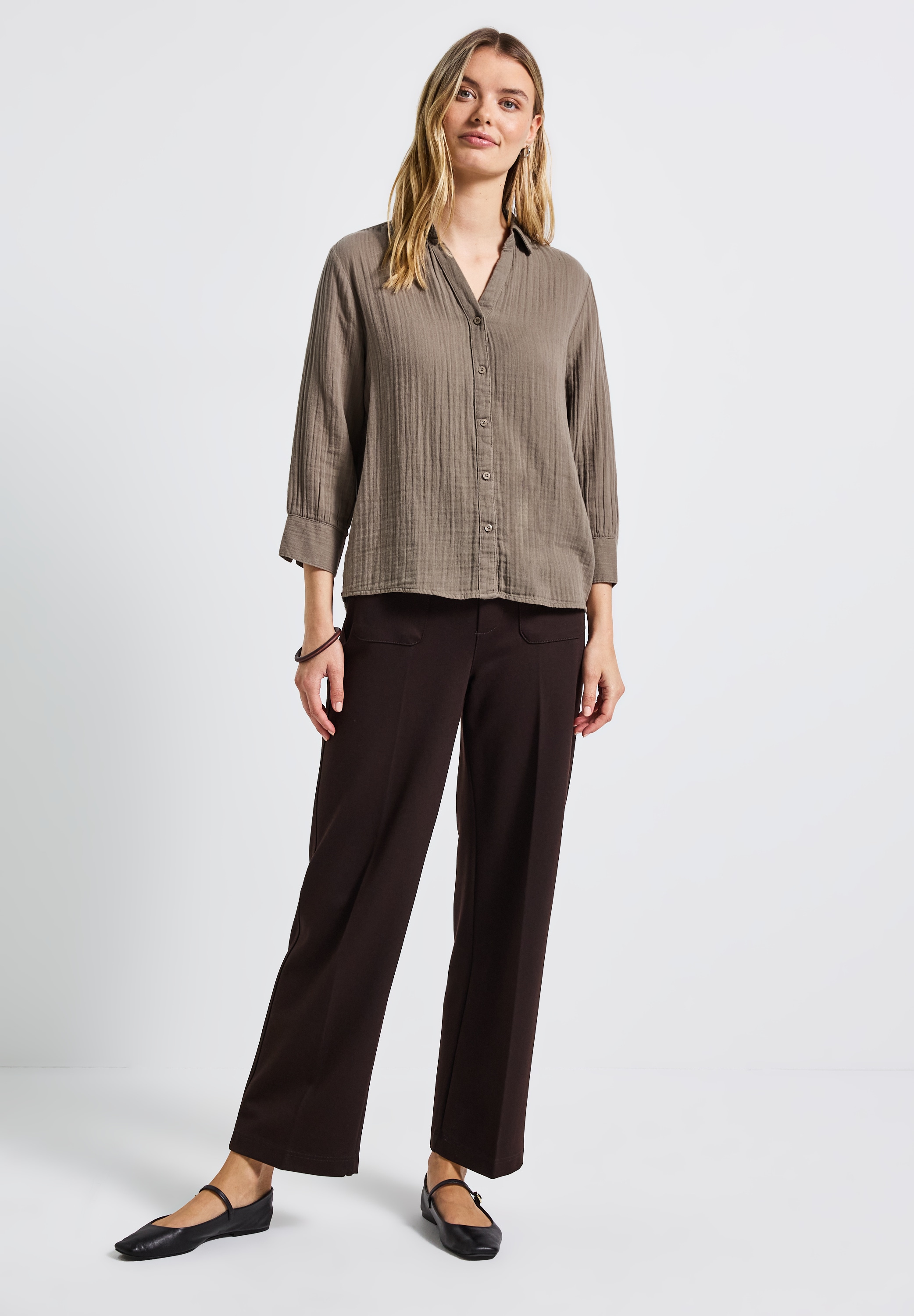 STREET ONE Hemdbluse, aus reiner Baumwolle