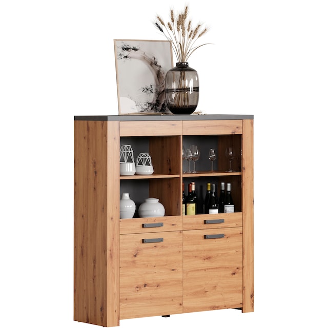 »Ambres«, (1 127x139 Highboard affaire Home Maße BxH: cm, hellbraun, BAUR St.), ca. | Echtholzoptik, matte Eiche