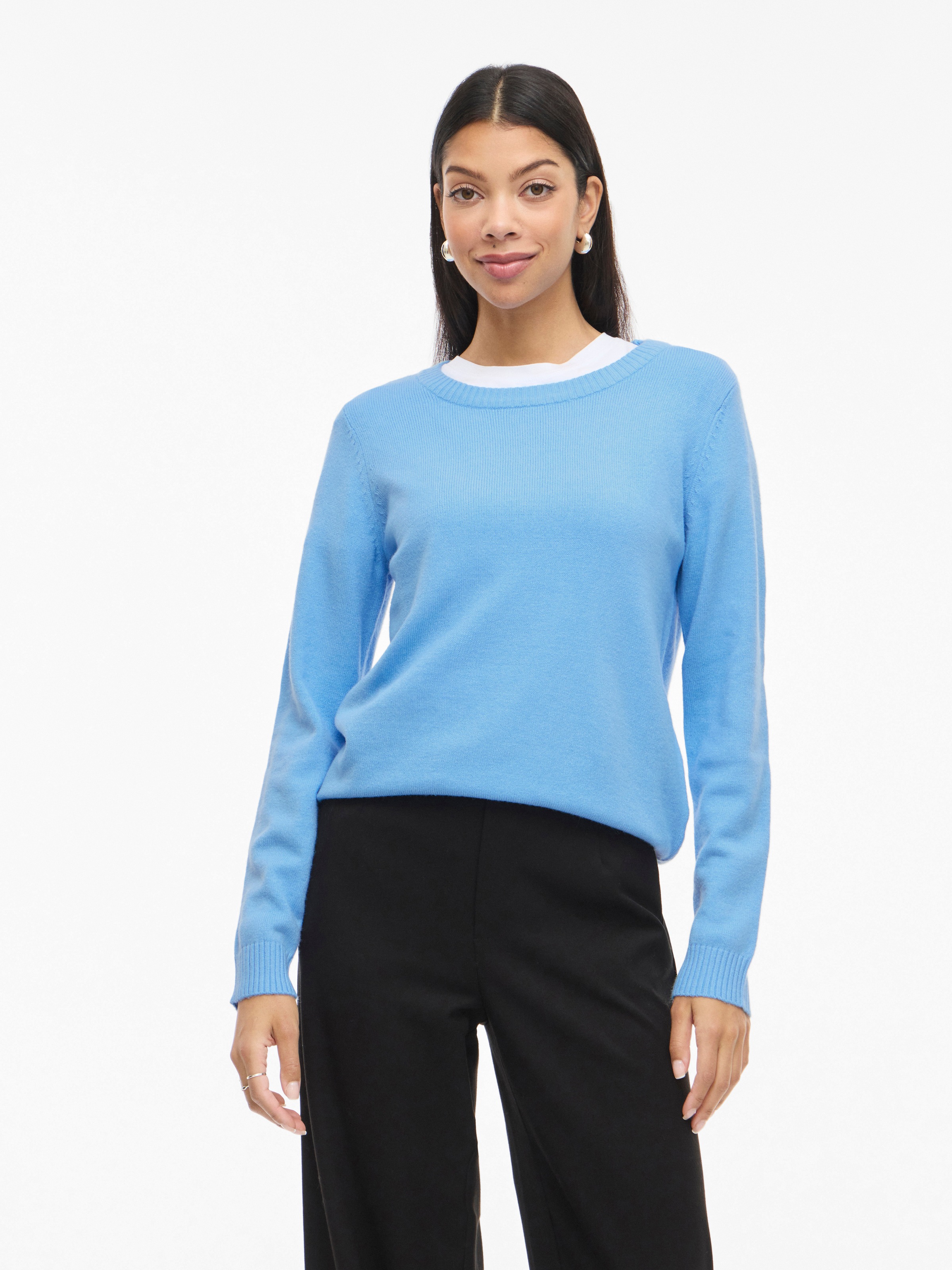 Vila Rundhalspullover "VIRIL O-NECK L/S KNIT TOP - NOOS" Viskosemischung, r günstig online kaufen