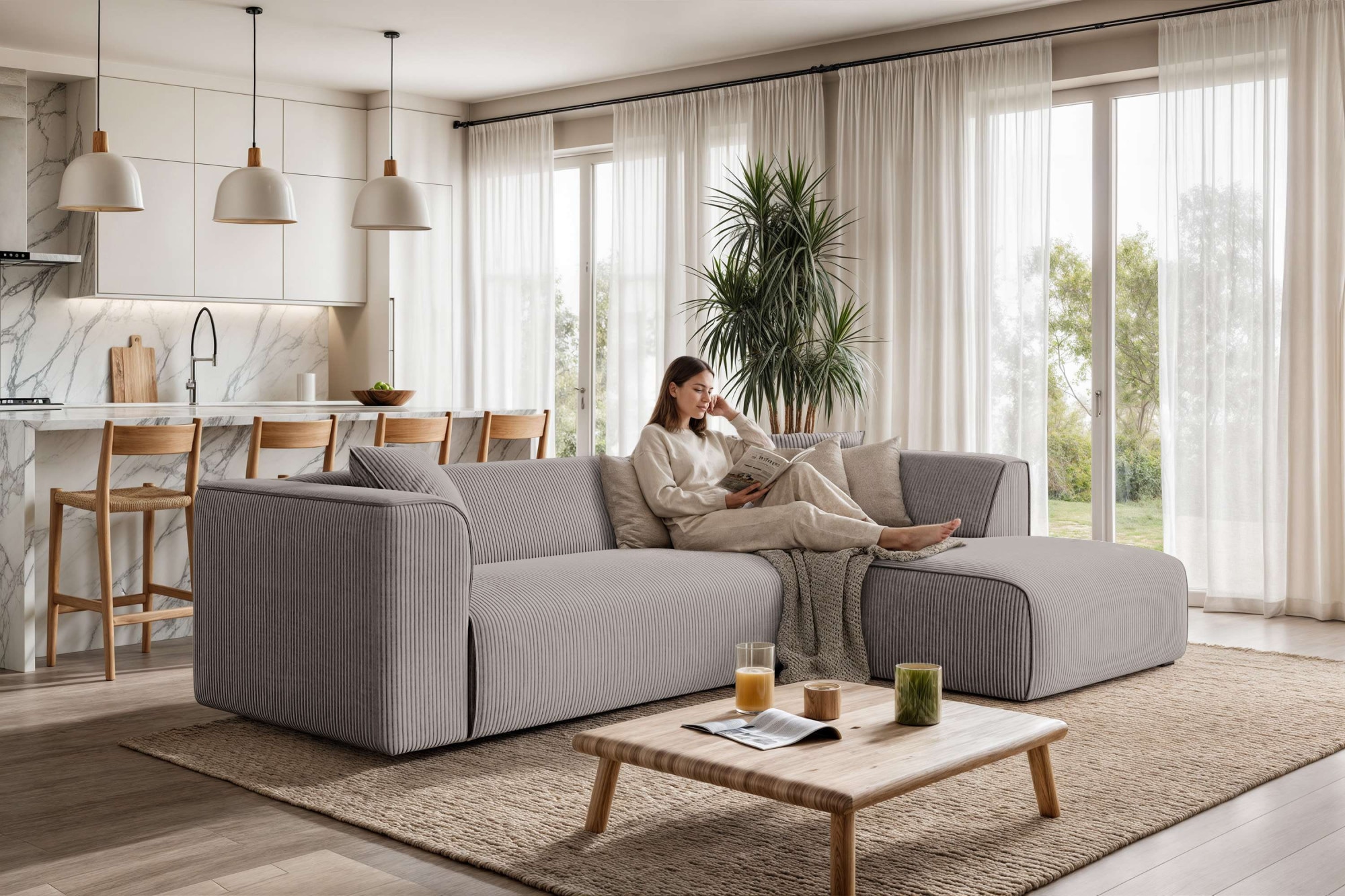 OTTO home Ecksofa "Merid L-Form, Sofa-Fix, B: 254 cm - OTTO. Verlässliche Qualität." Ottomane rechts/links, belastbar bis 460kg, nicht modulare Sofa
