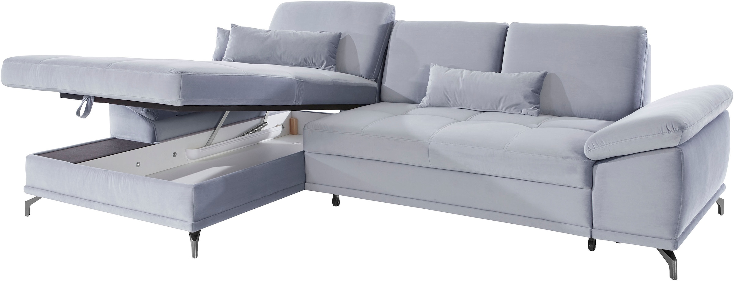 Places of Style Ecksofa Costello, mit Sitztiefenverstellung und Armlehnfunktion, incl. 3 Nierenkissen