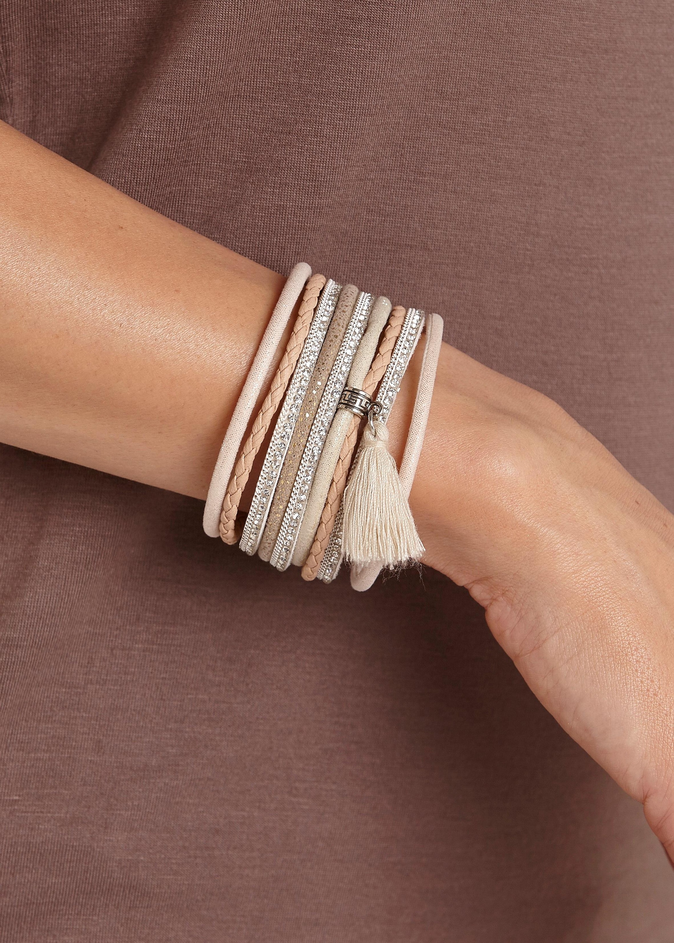 LASCANA Wickelarmband »Layer Armband mit Tassel«, mit Magnetverschluss, Armschmuck