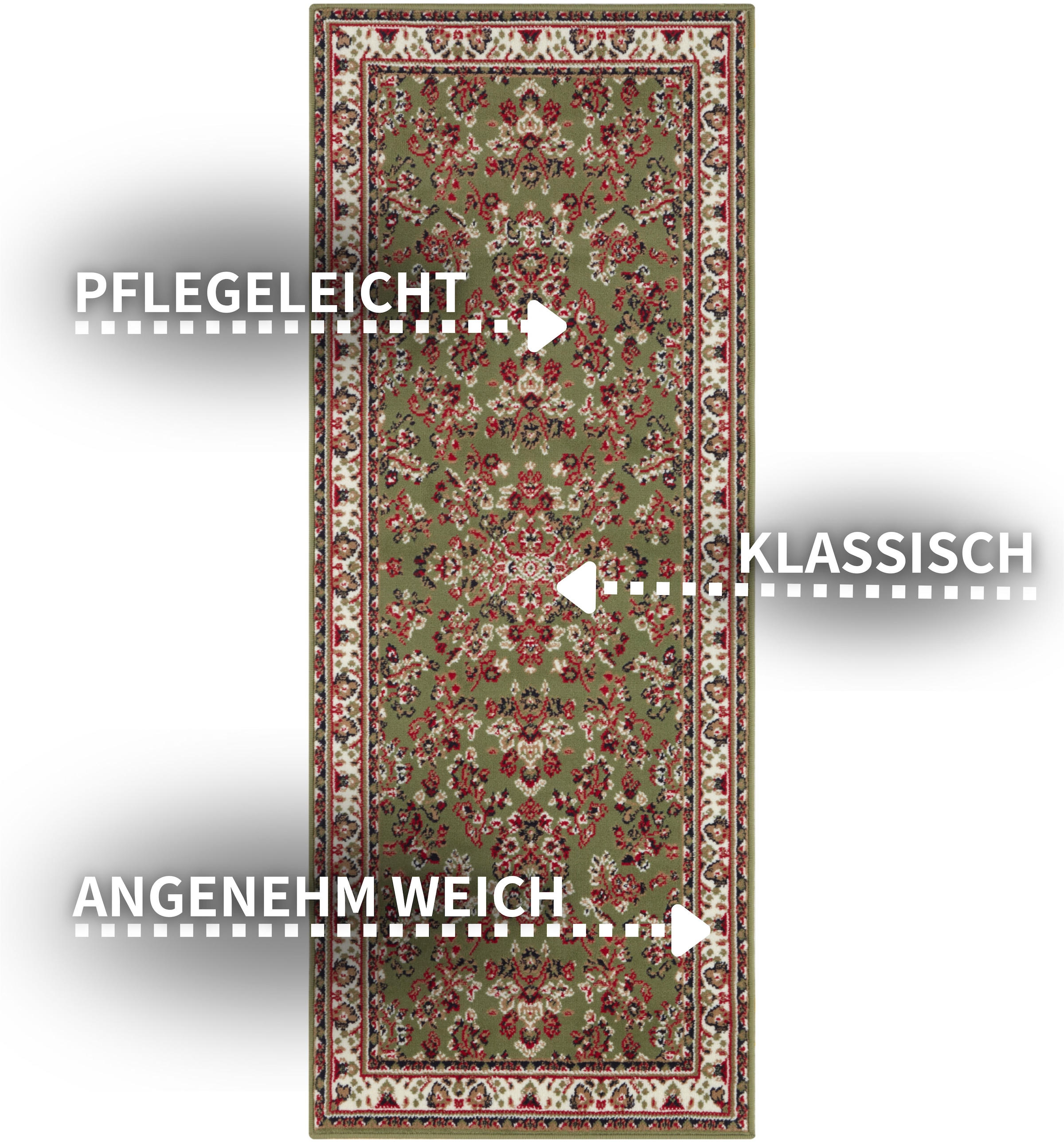 my home Teppich »Halton«, rechteckig, 8 mm Höhe, Kurzflor, Orient-Optik, mit Bordüre, Läufer, pflegeleicht, gekettelt