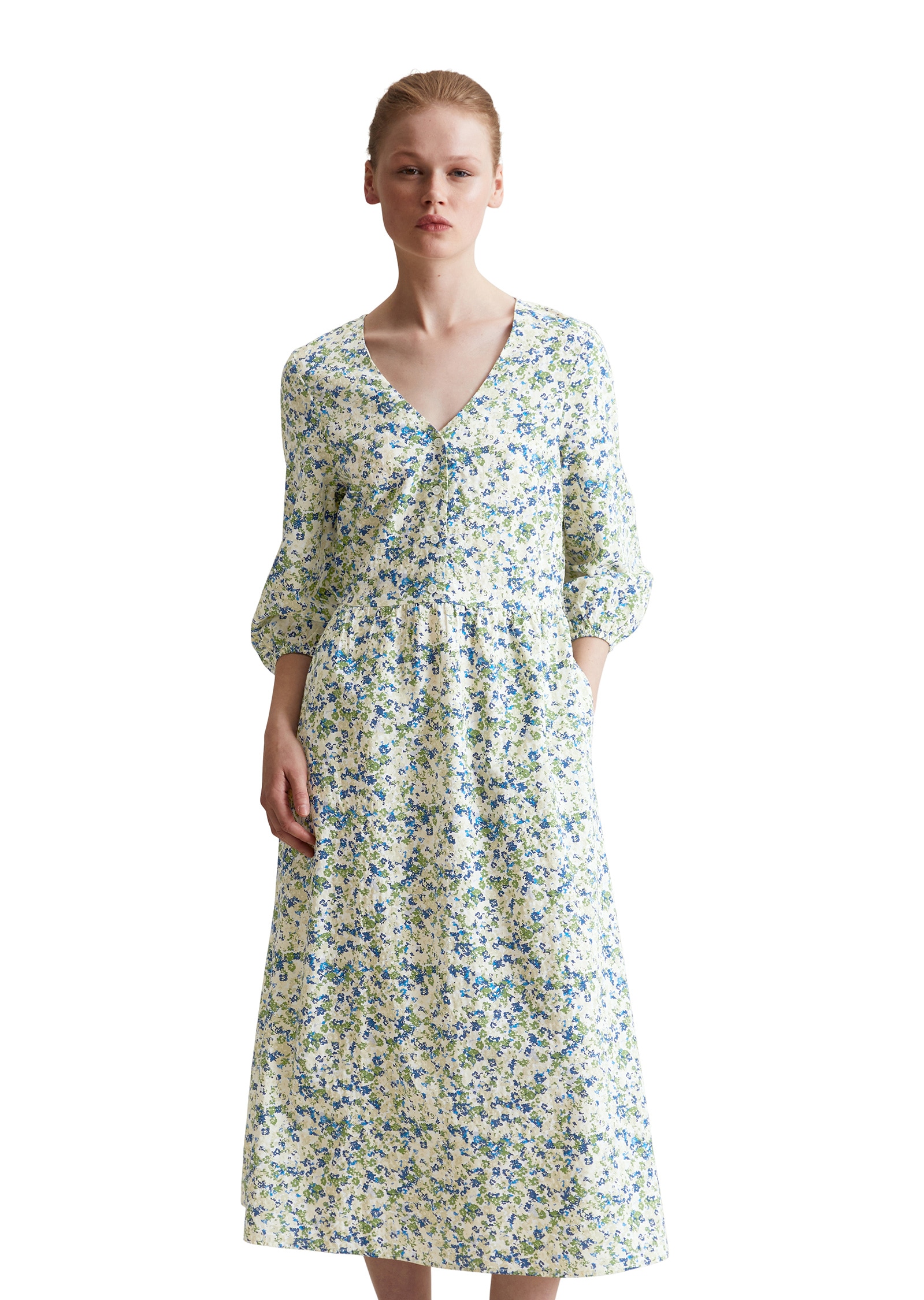 Marc OPolo DENIM Druckkleid "aus Viskose-Mix mit Seersucker-Effekt" günstig online kaufen