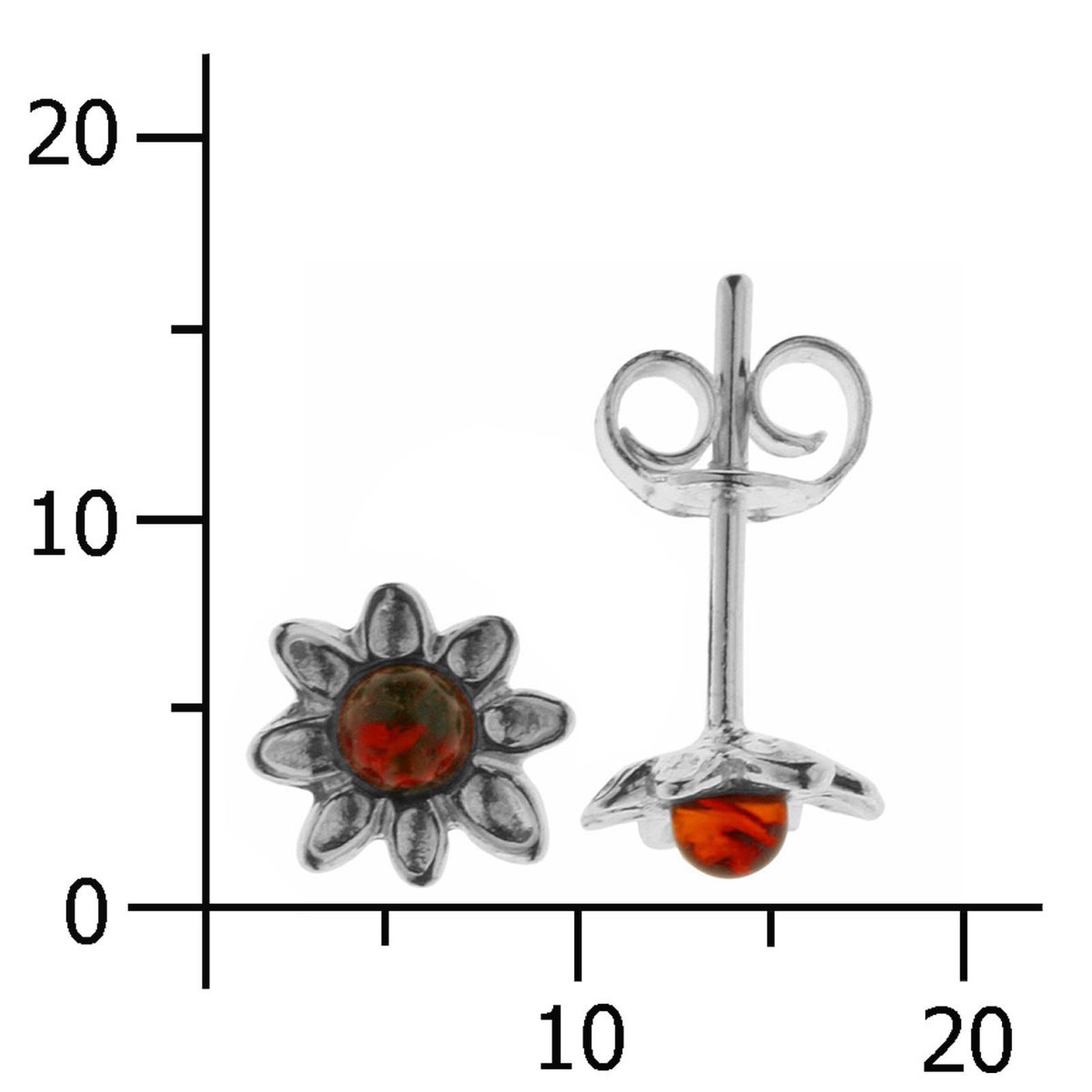 OSTSEE-SCHMUCK Paar Ohrstecker »- Blüte - Silber 925/000 - Bernstein«