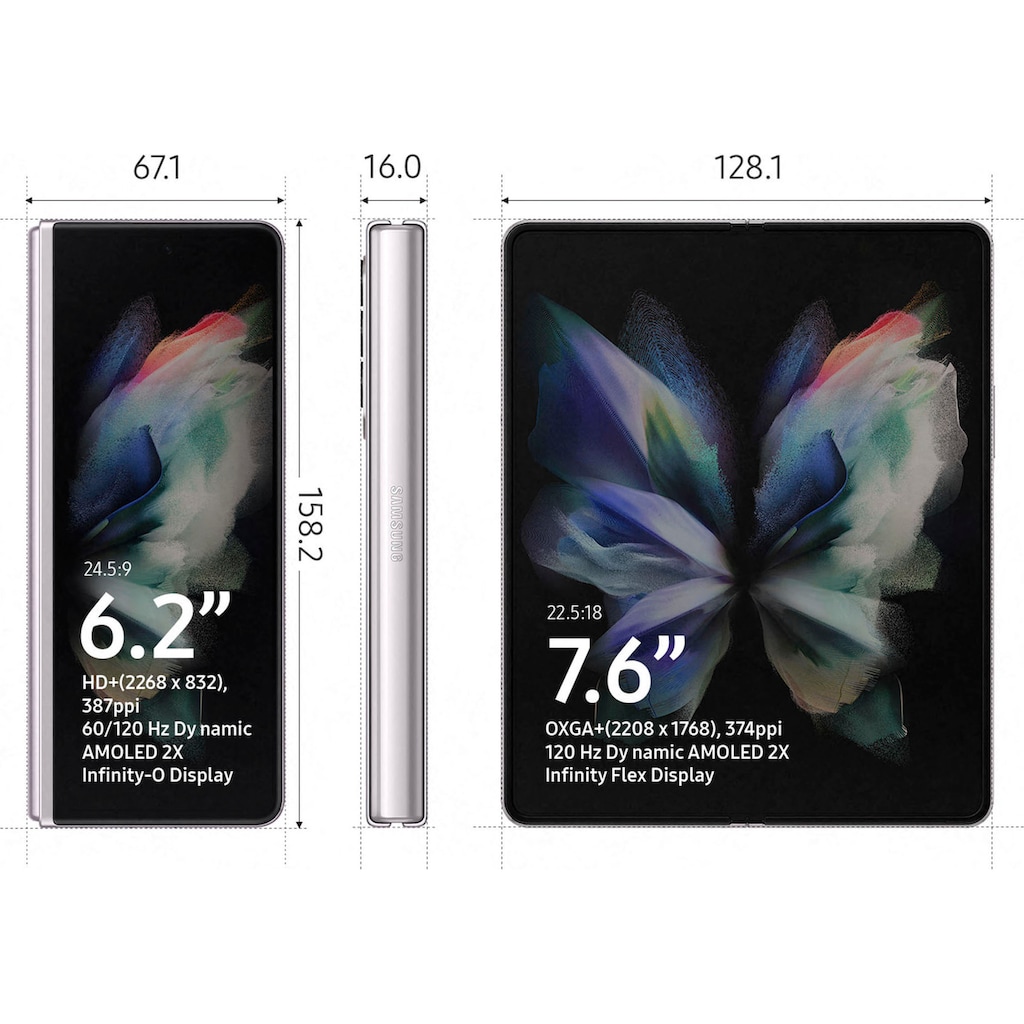 Samsung Smartphone »Galaxy Z Fold 3, 5G 256GB«, Phantom Silver, 19,19 cm/7,6 Zoll, 256 GB Speicherplatz, 12 MP Kamera