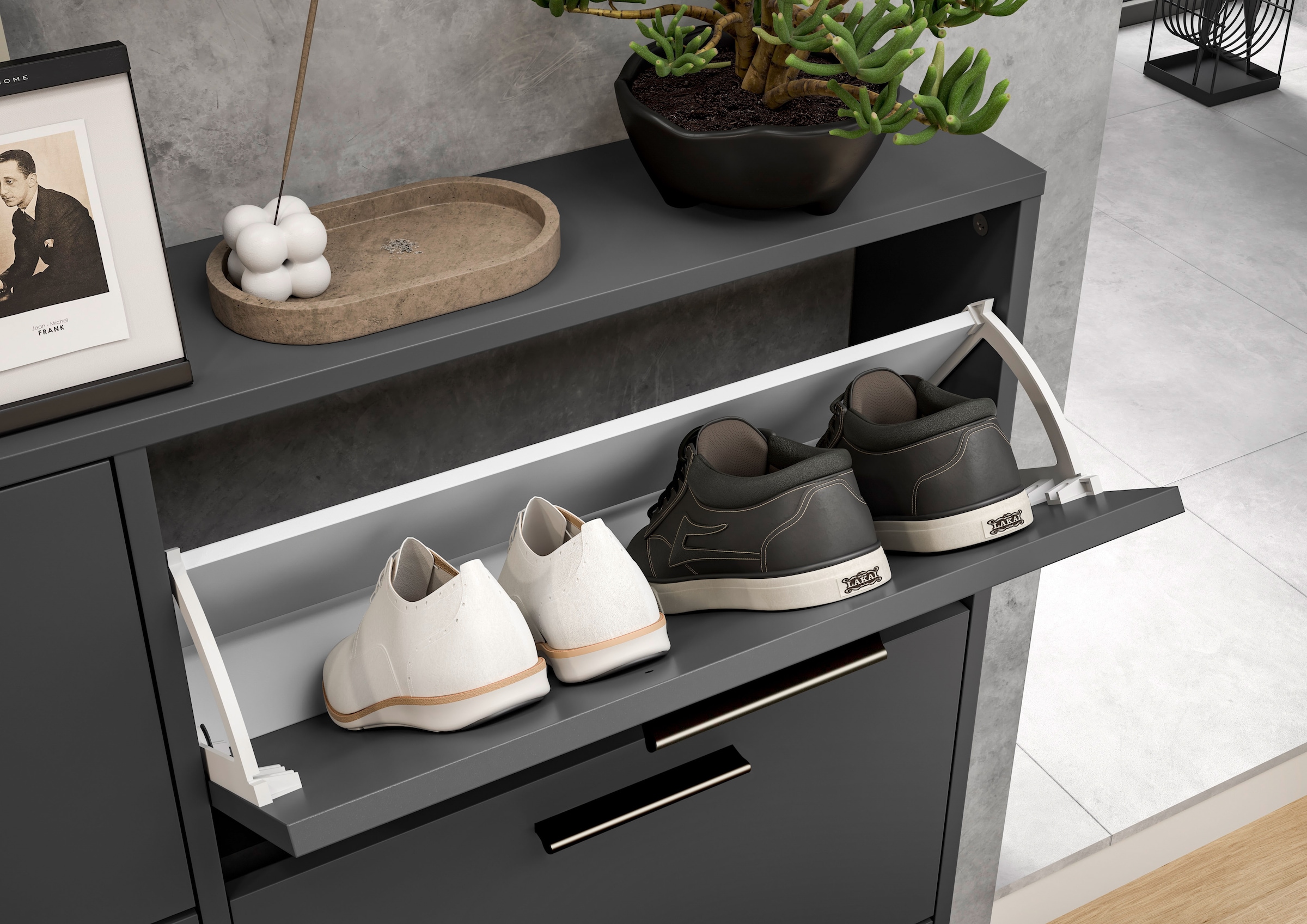 HBZ Schuhkipper »Sam Schuhkipper, Schuhschrank BxHxT 116x103x17 cm«, (1 St.), mit 6 Klappen