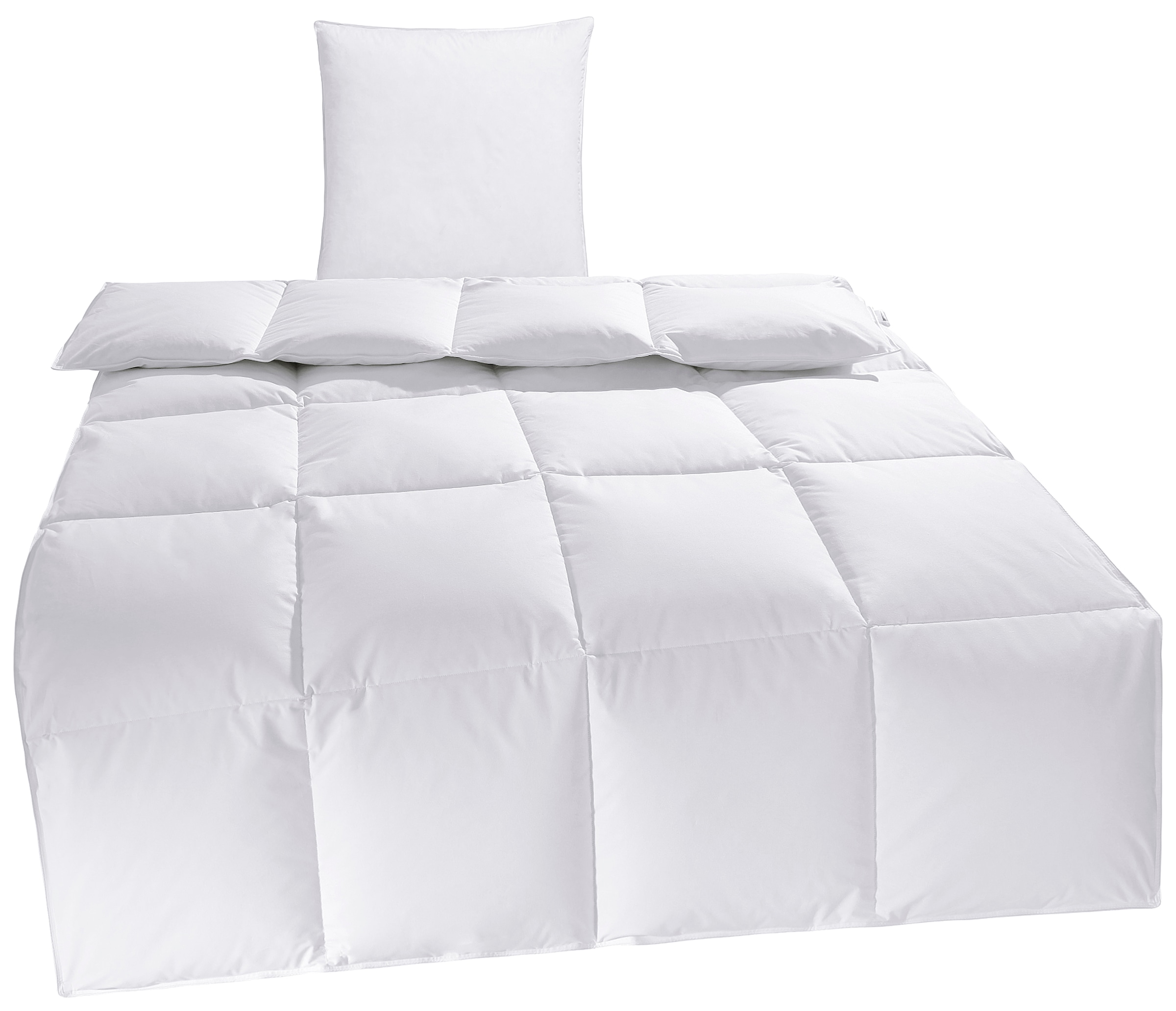 my home Daunenbettdecke + Kopfkissen »Cyra Set, Bettdecke 135x200 & 155x220 cm mit Kissen 80x80 cm«, (Spar-Set), Set, wo besonders auf artgerechte Haltung der Tiere geachtet wird