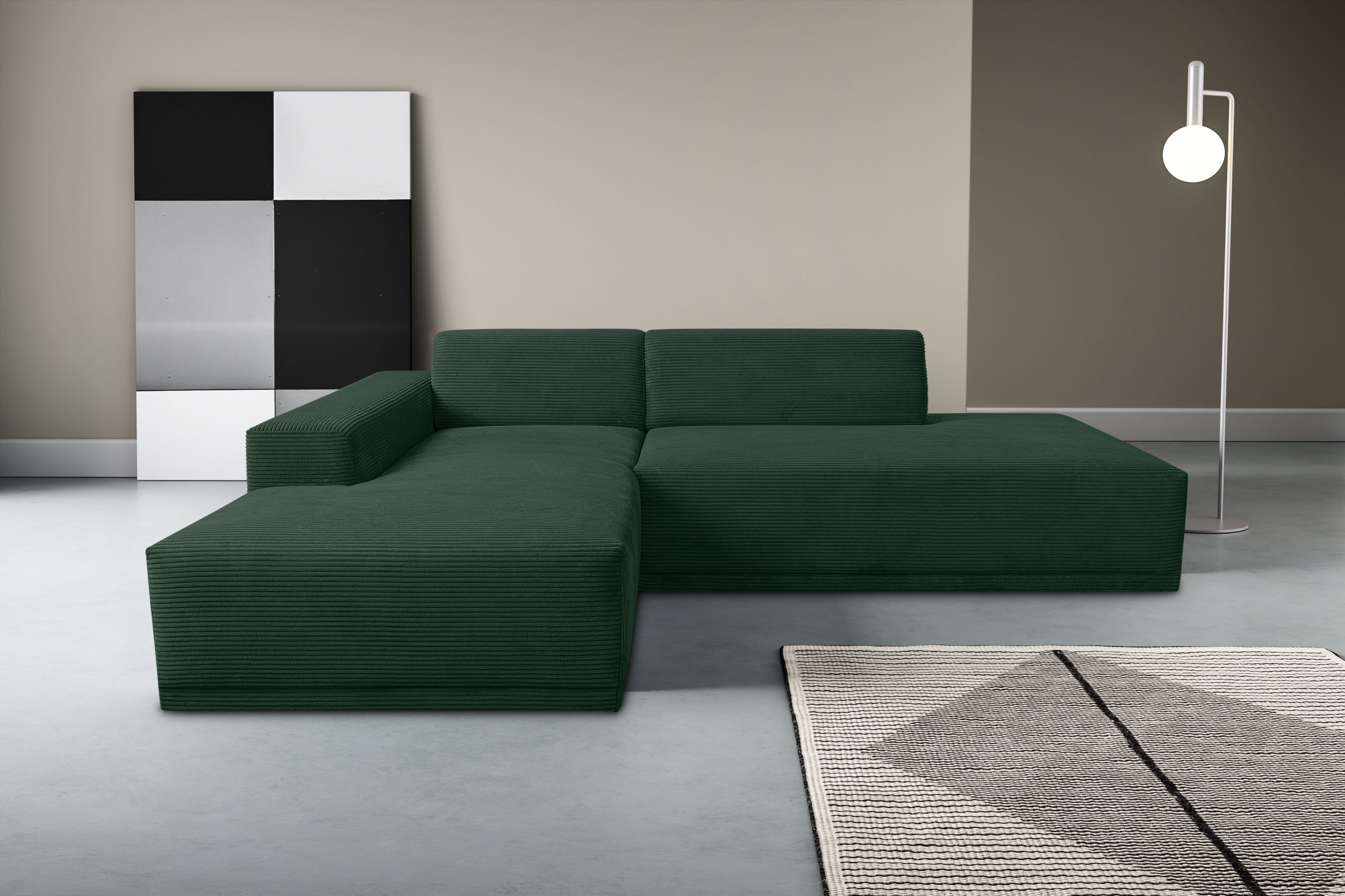 WERK2 Ecksofa "Apollo 264 x 188 cm modern und bequem" Cord, L-Form
