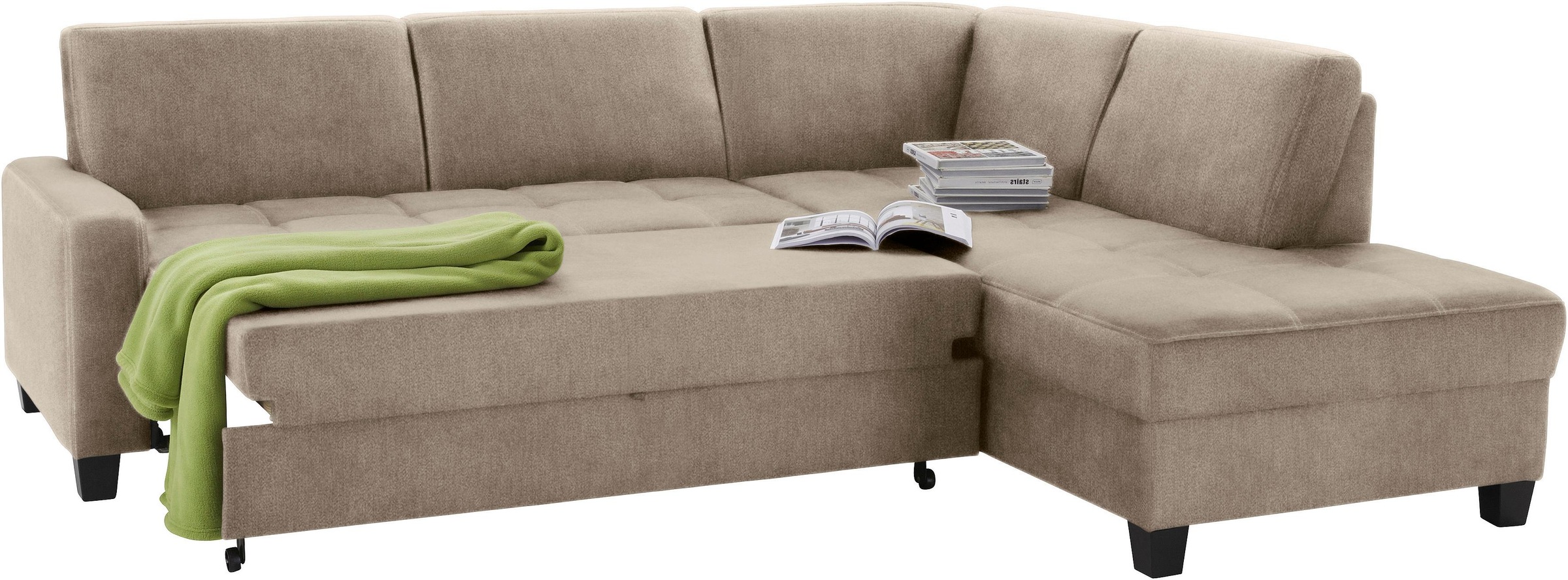 DOMO collection Ecksofa »Florentina zeitlos und elegant, Sitznähte als Designelement, L-Form«, wahlweise mit Bettfunktion, mit Kontrastnaht, Komfortsitzhöhe 47cm