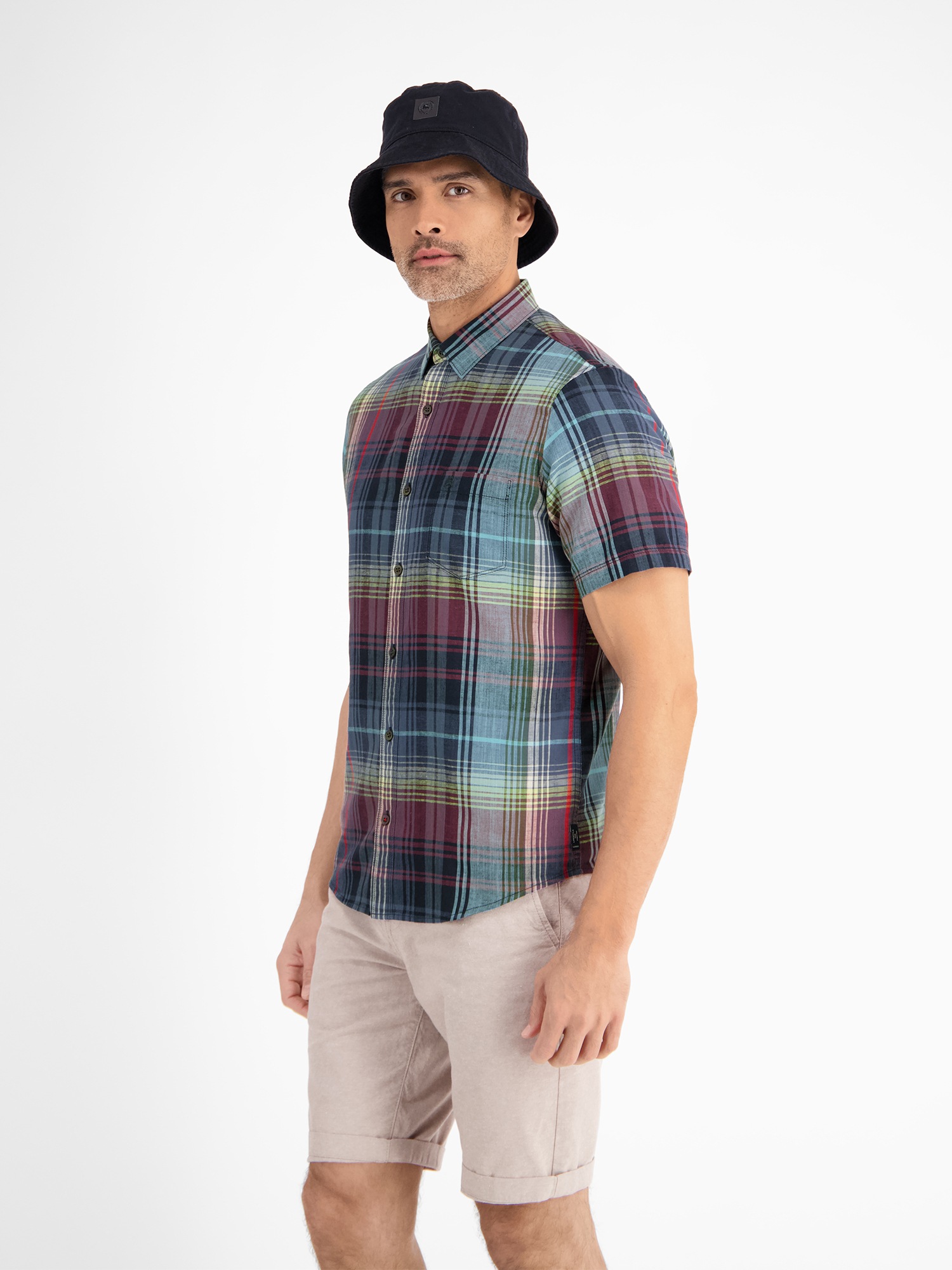 Thumbnail - LERROS Kurzarmhemd "Sommerliches Karohemd mit Leinenanteil"