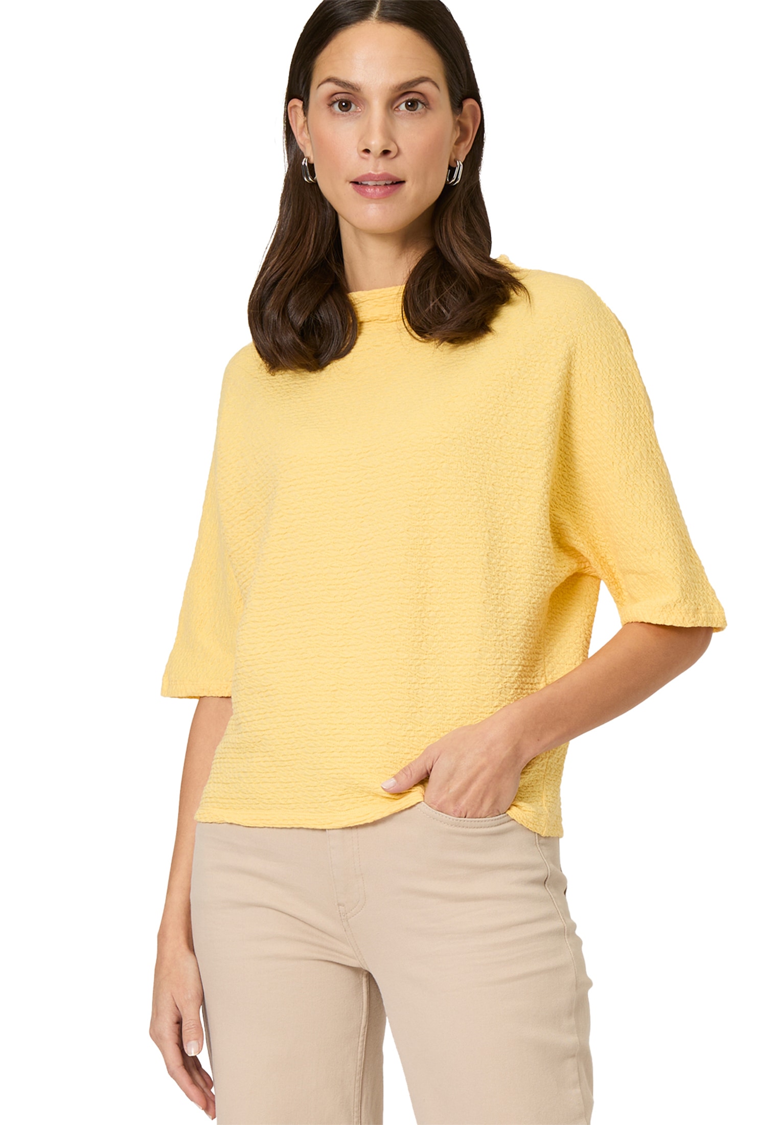 Zero Kurzarmshirt "zero Damen Shirt mit Strukturmuster", (1 tlg.), Plain/oh günstig online kaufen