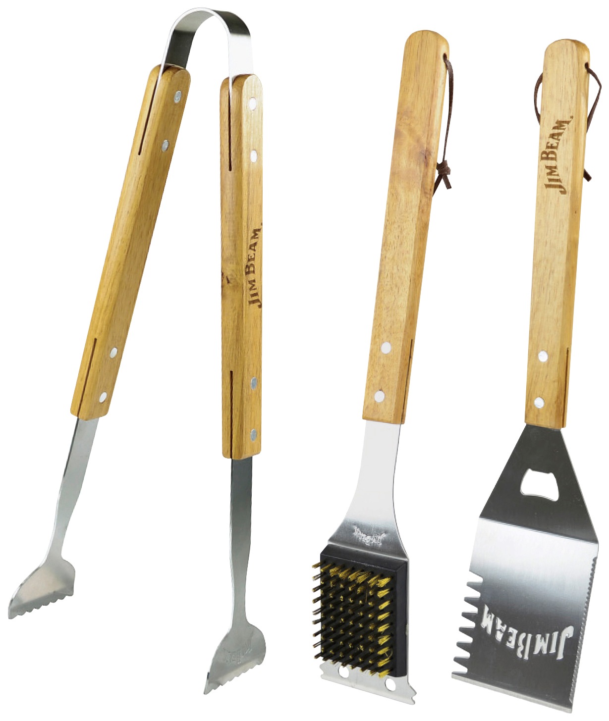 Grillbesteck-Set JIM BEAM BBQ, beige, Edelstahl, Grillbesteck-Sets