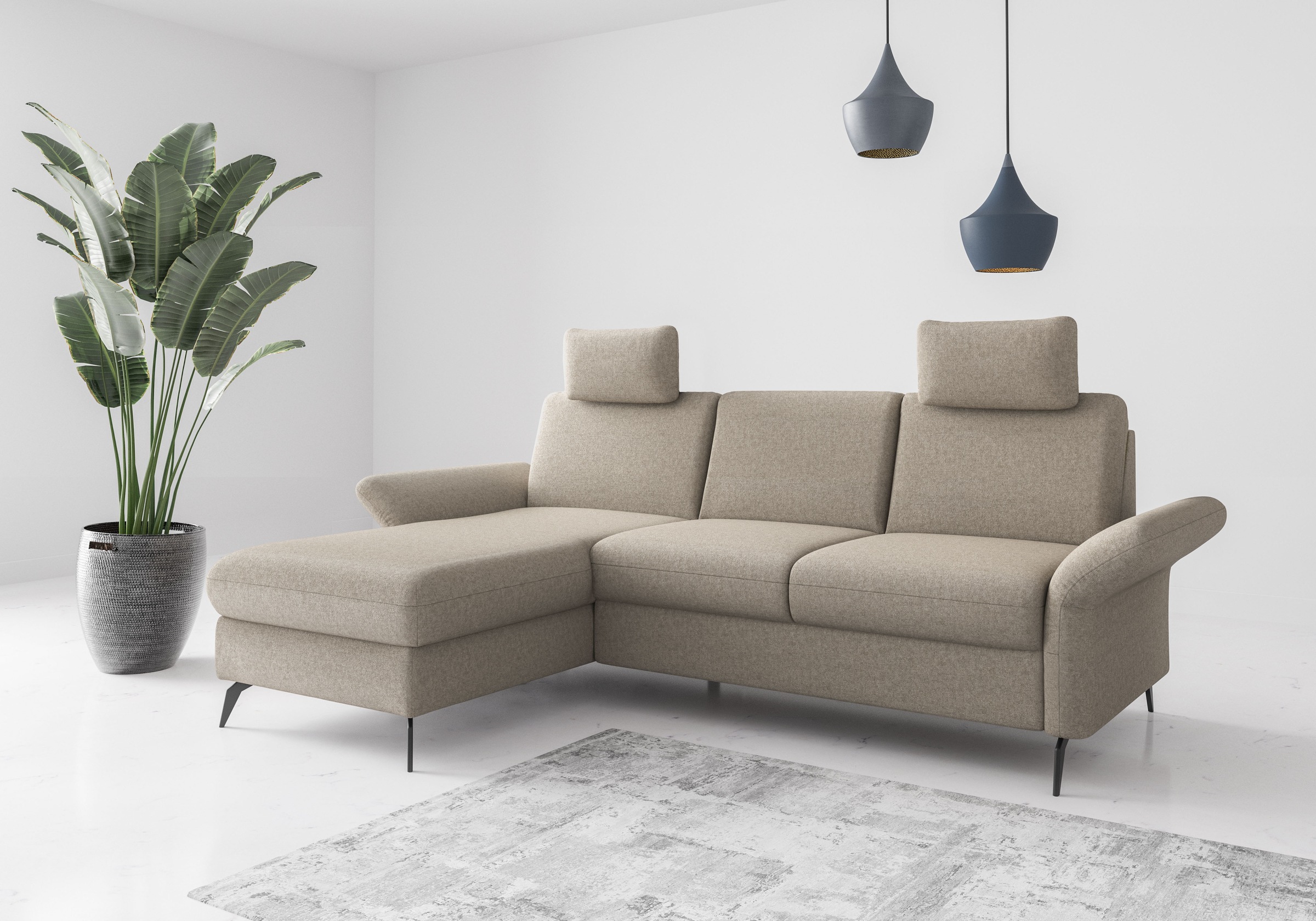 OTTO home Ecksofa "Rochelle" wahlweise mit Schlaffunktion, Bettkasten und Armteilverstellung