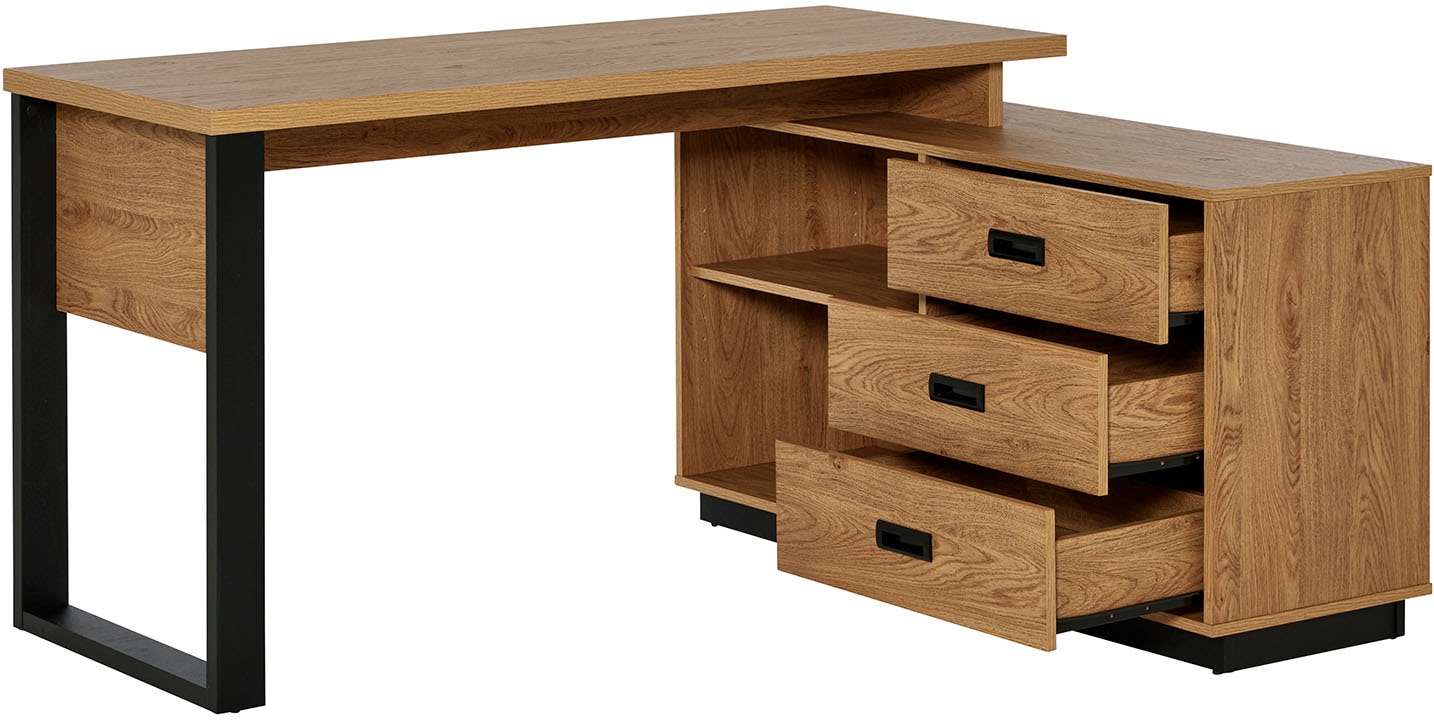 Jahnke Eckschreibtisch »RIVA C 150 E«, (1 St.), wechselseitig montierbar, Stauraum & Kabeldurchführung, Breite 150 cm
