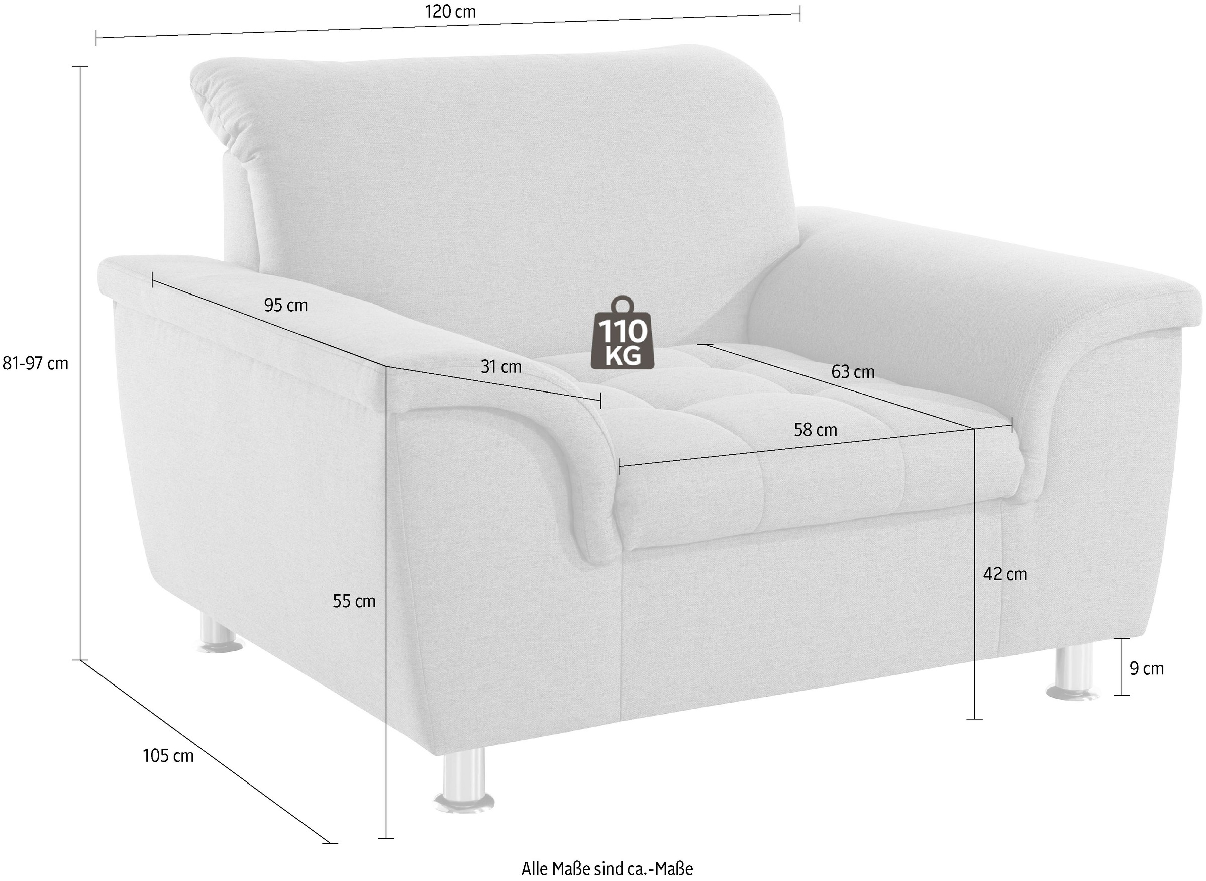 DOMO collection Sessel »Franzi«, wahlweise mit Kopfteilverstellung