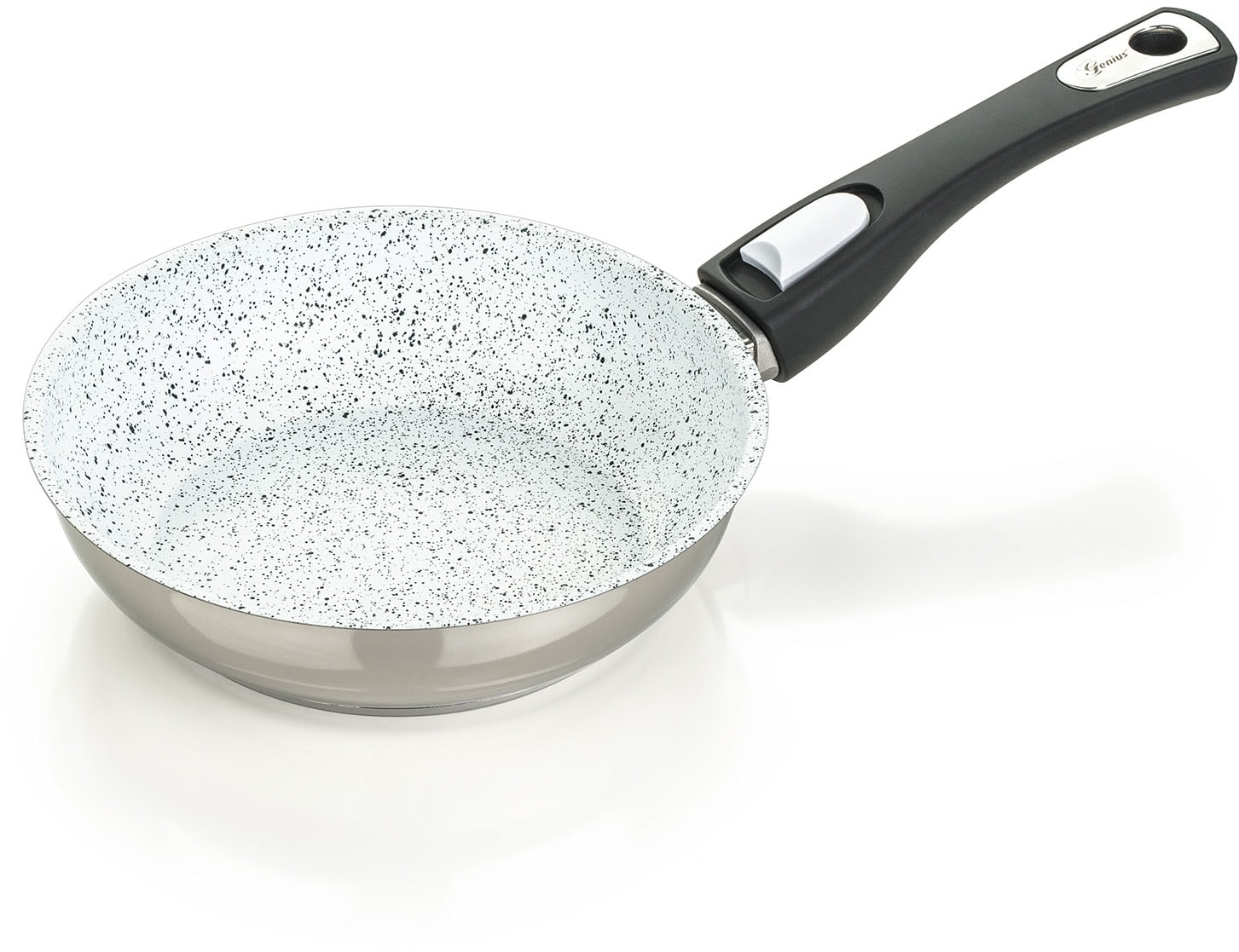 Genius Bratpfanne »Cerafit Mont Blanc 20 cm inkl. Nicer Dicer Quick Professional«, Edelstahl 18/10, (Set, 13 tlg.), Abnehmbarer Griff, hitzebeständig, spülmaschinengeeignet