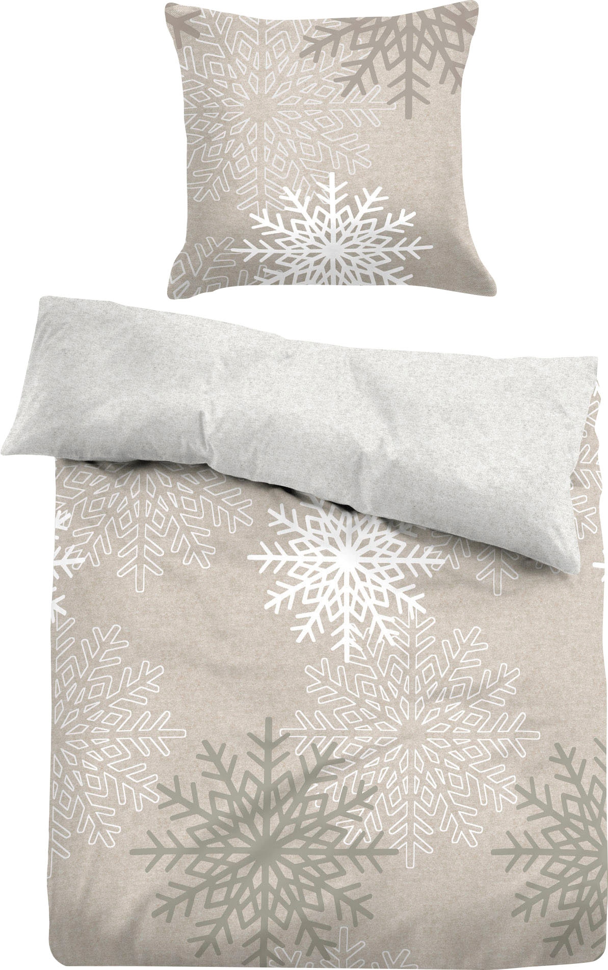 TOM TAILOR Wendebettwäsche »BIG SNOW Made in Germany, in Biber (Flanell) Qualität, 100% Baumwolle, Bett- und Kopfkissenbezug mit Reißverschluss, Winterbettwäsche, ganzjährig einsetzbar«, (2 tlg.)