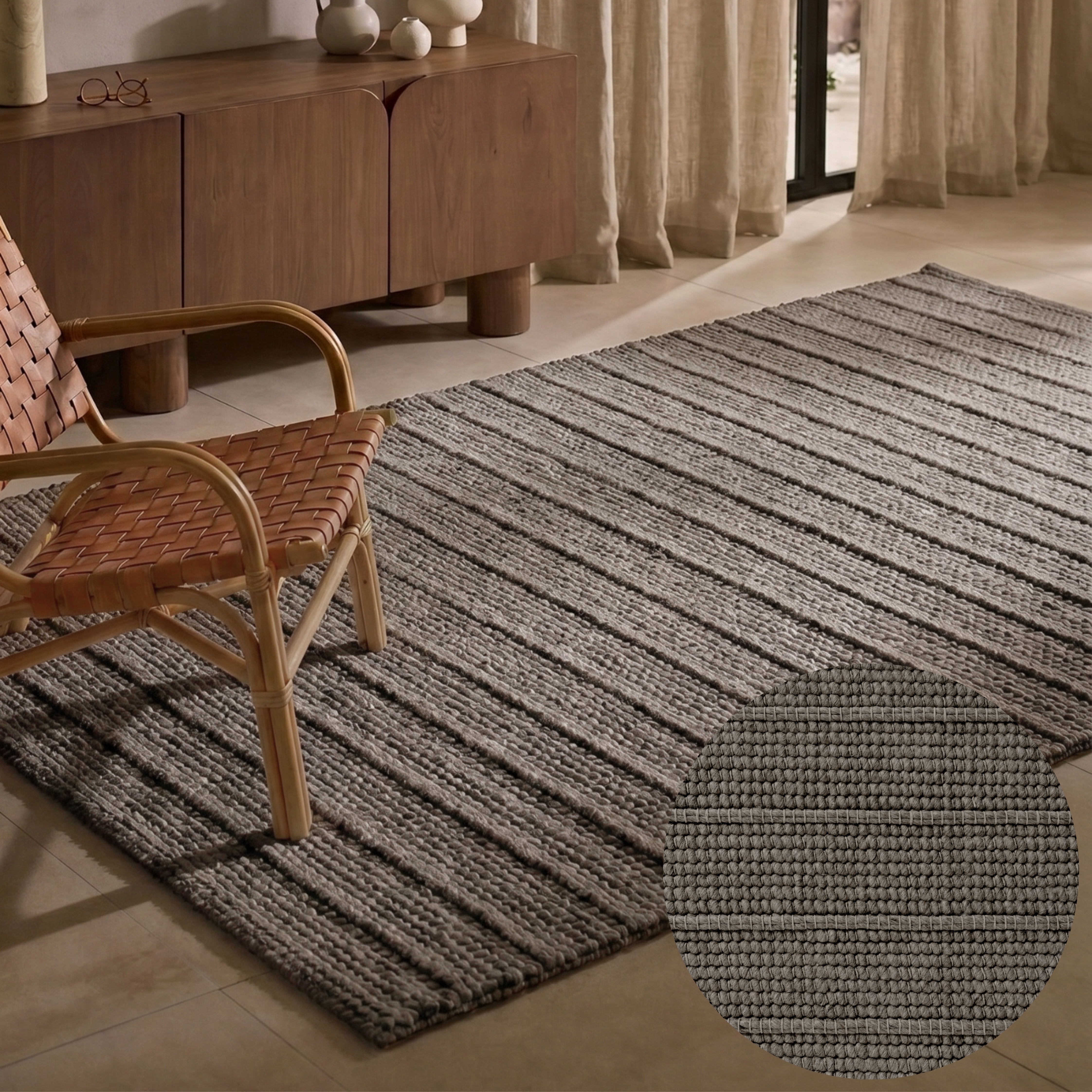 Ted Baker Wollteppich "Parker, auch als Läufer" rechteckig 7 mm Höhe Wolle, Natur, handgewebt, Wohnzimmer, Schlafzimmer, Boho, Skandi