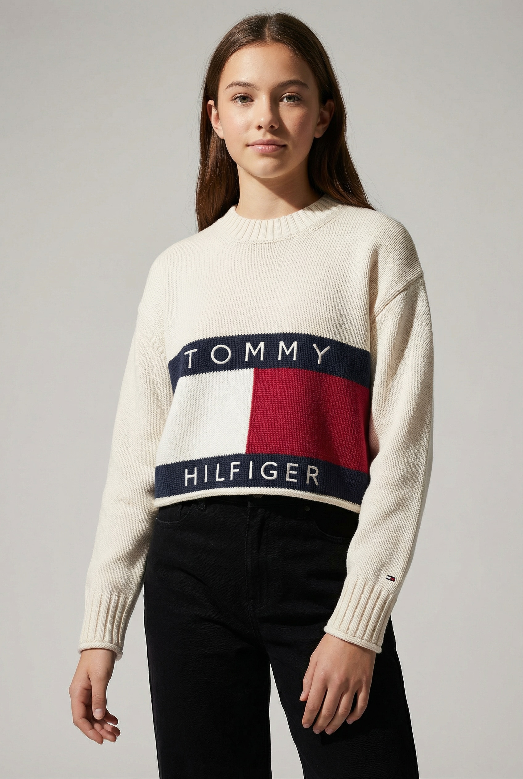 Tommy Hilfiger Strickpullover Kinder bis 16 Jahre, mit Rundhalsausschnitt