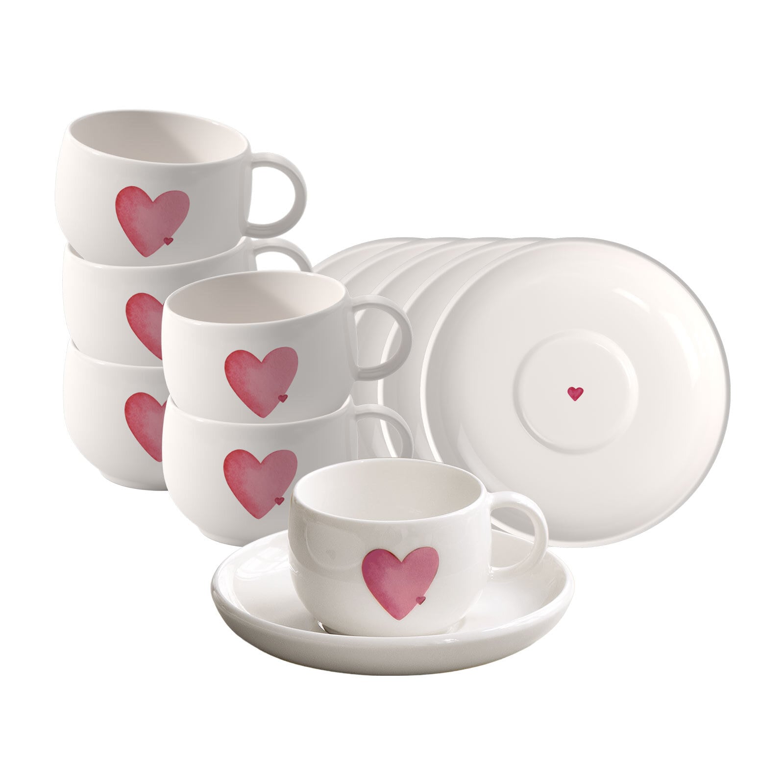 like. by Villeroy & Boch Tasse "Espressotassen mit Untertassen With Love 60 ml 6er Set weiß" Spülmaschinenfest, Mikrowellensicher