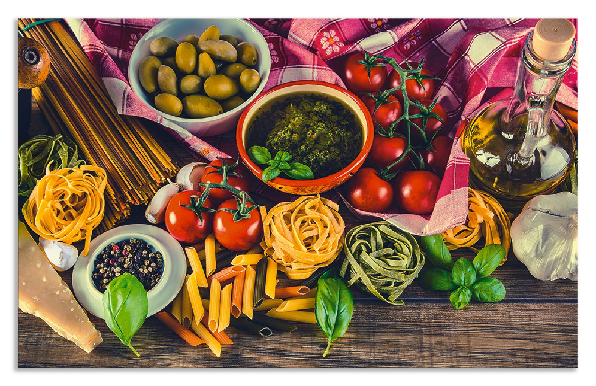 Artland Küchenrückwand »Italienisch mediterrane Lebensmittel«, (1 tlg.), Alu Spritzschutz mit Klebeband, einfache Montage