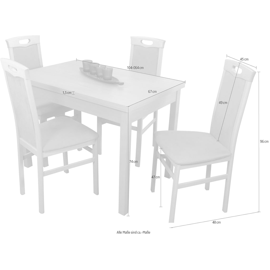 HOFMANN LIVING AND MORE Essgruppe »Carla«, (Spar-Set, 5 tlg., 1 Tisch, 4 Stühle)