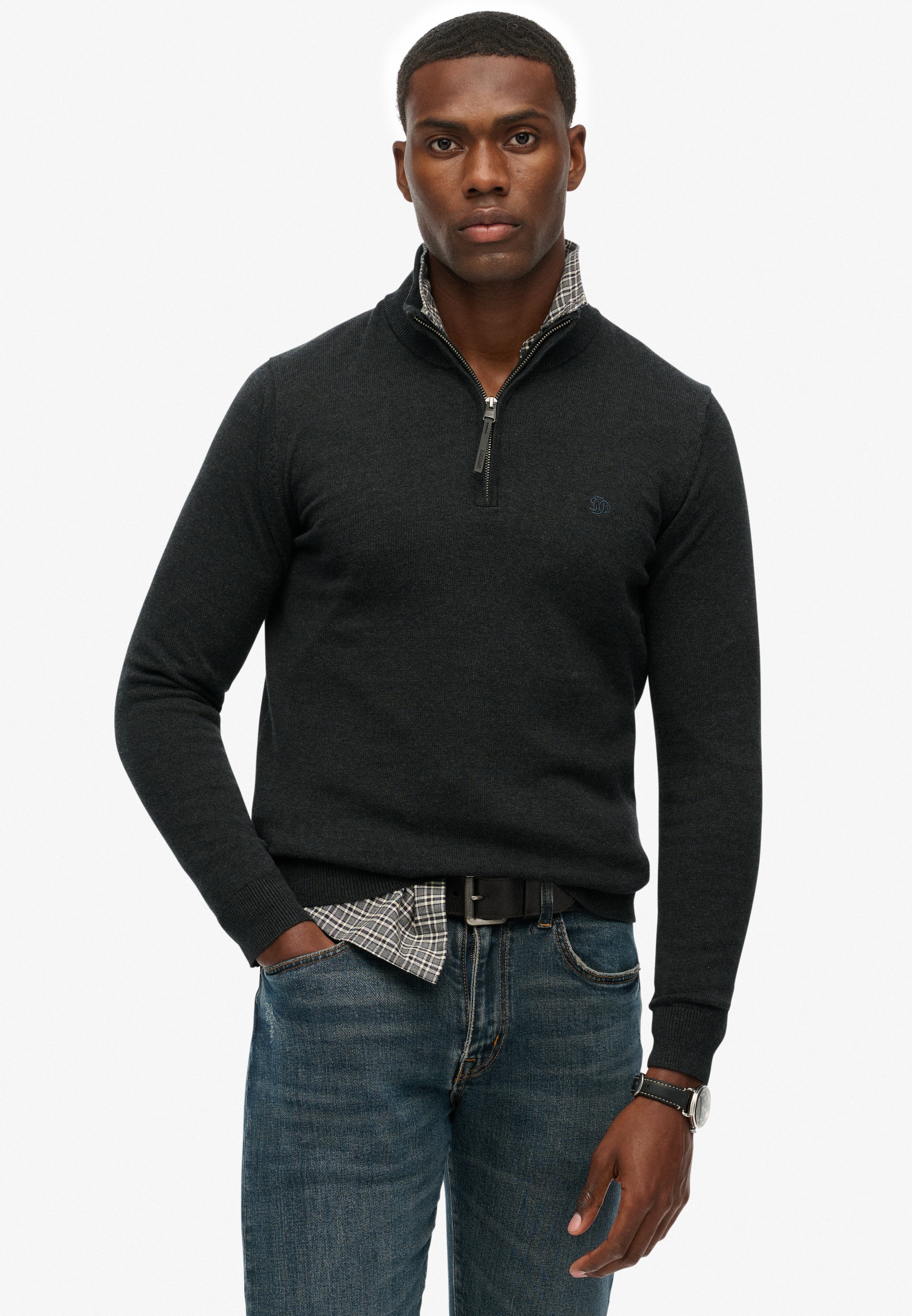 Superdry Strickpullover "ESSENTIALS COTTON HALF ZIP" günstig online kaufen