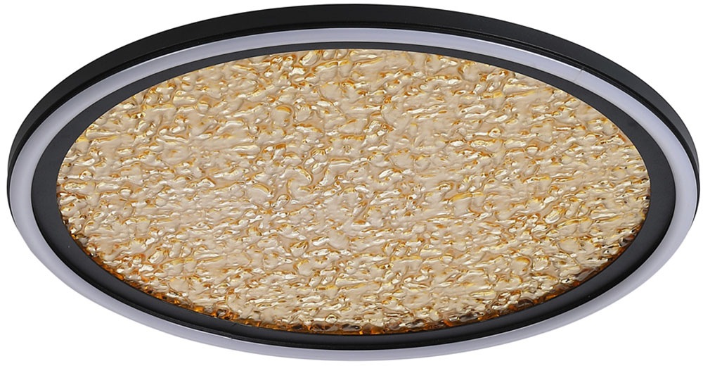 Searchlight Deckenleuchte »Luna LED Flush, Sand Black Metal & Gold Plastic Diffuser« LED-Modul 1 Stk. Warmweiß