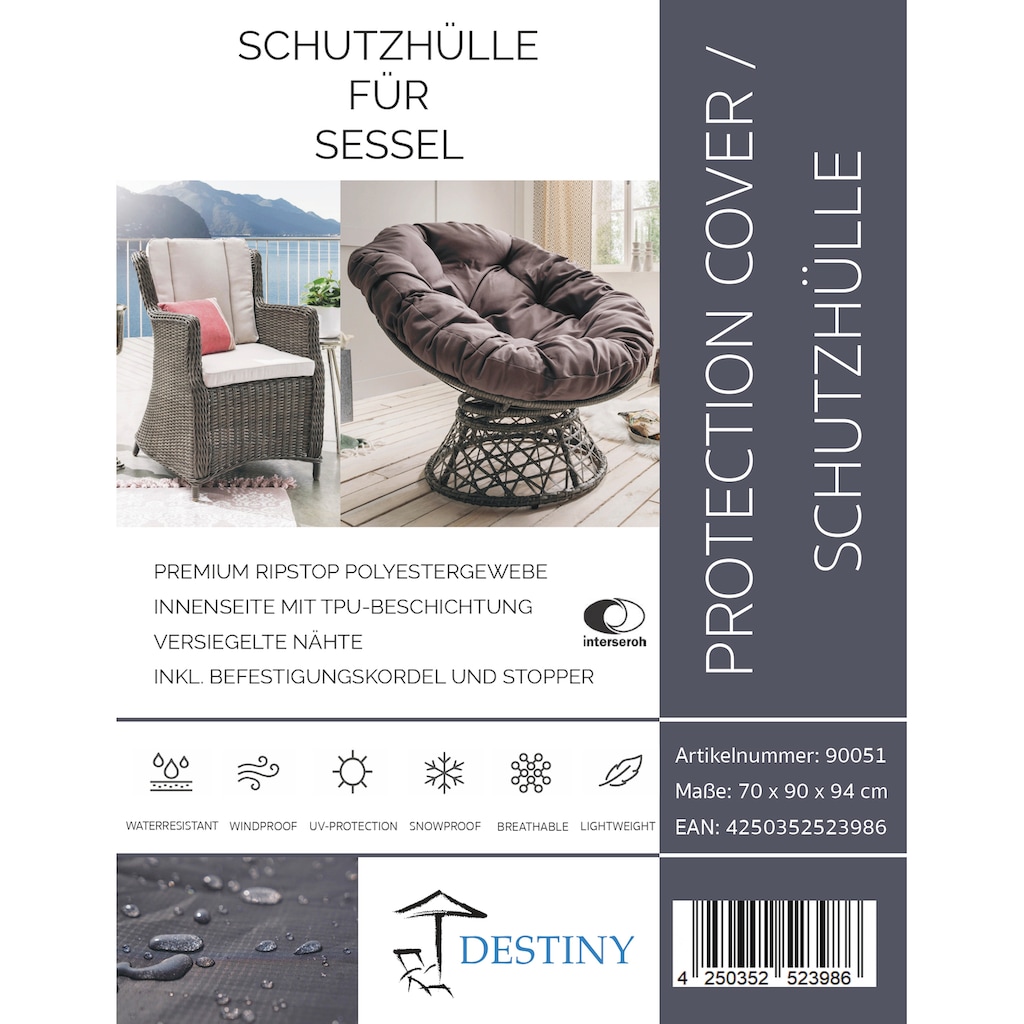 Destiny Gartenmöbel-Schutzhülle »SCHUTZHÜLLE«, Maße 70x90x94cm, passend für Hochlehner/ Sessel