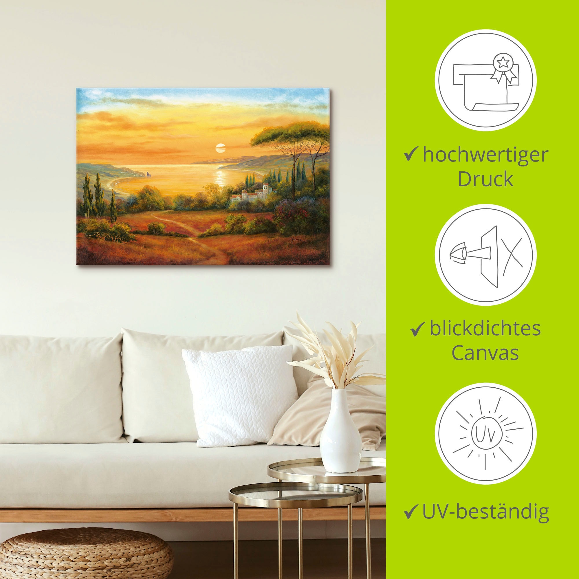 Artland Wandbild »Toskanabucht II«, Europa, (1 St.), als Leinwandbild, Wandaufkleber in verschied. Größen