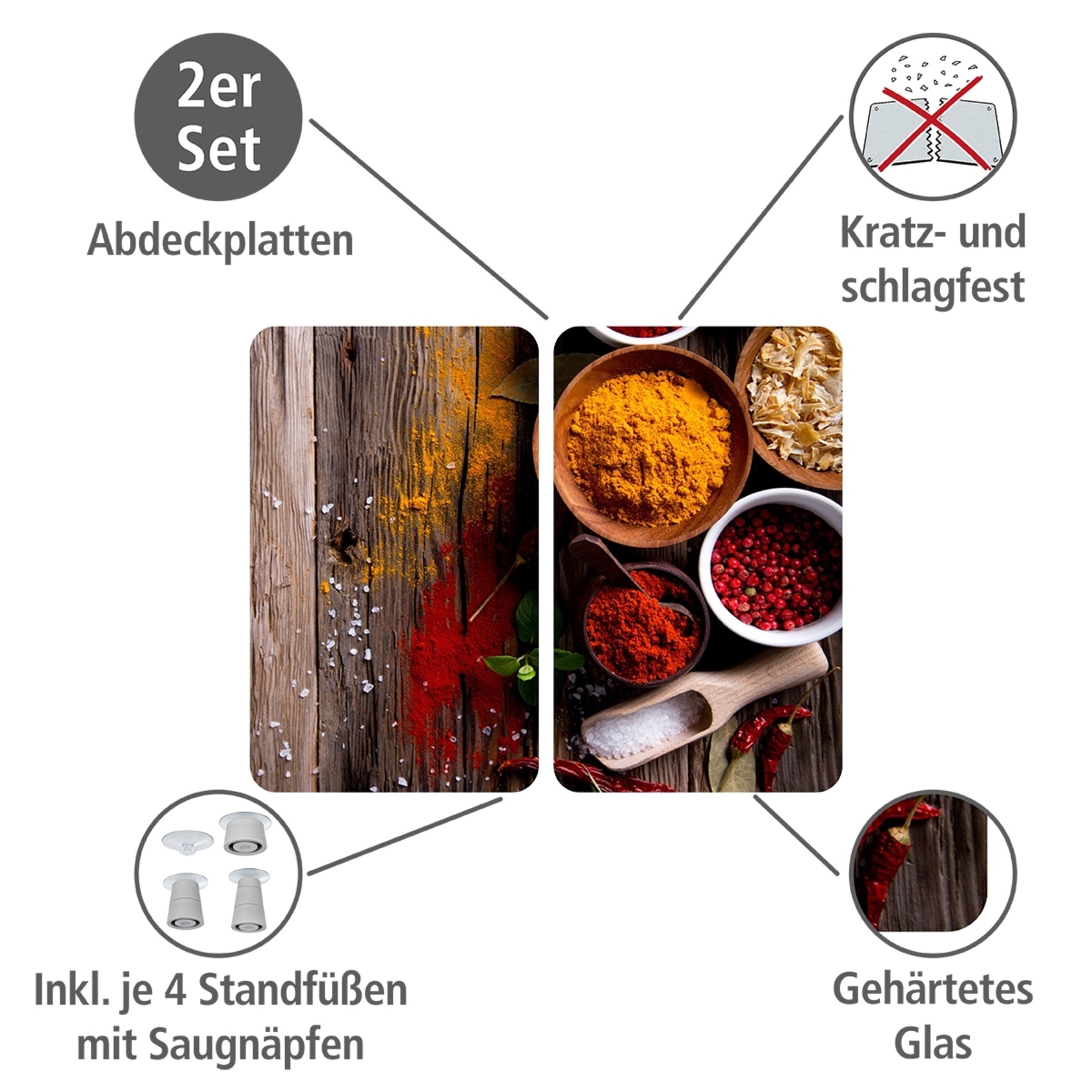 WENKO Herd-Abdeckplatte "Universal Modell Gewürze", (Set, 2 tlg.), Herdabde günstig online kaufen