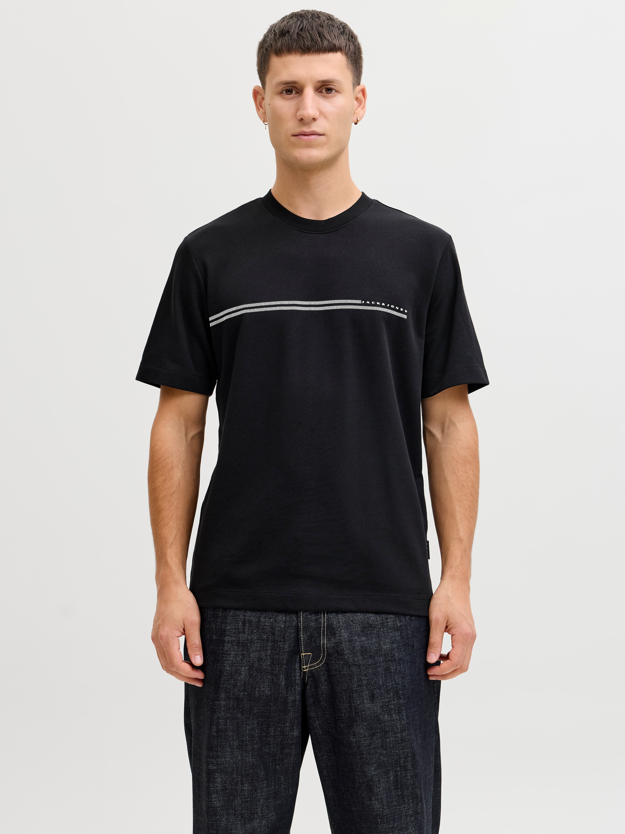 Jack & Jones Kurzarmshirt "JCOFUSION CHEST BRAND TEE SS CREW SN" Materialmi günstig online kaufen