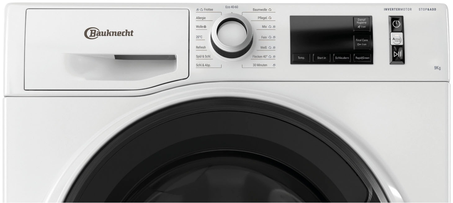 BAUKNECHT Waschmaschine »WM Pure 9AA«, 9 kg, 1400 U/min, Stark gegen Flecken, sanft zur Kleidung