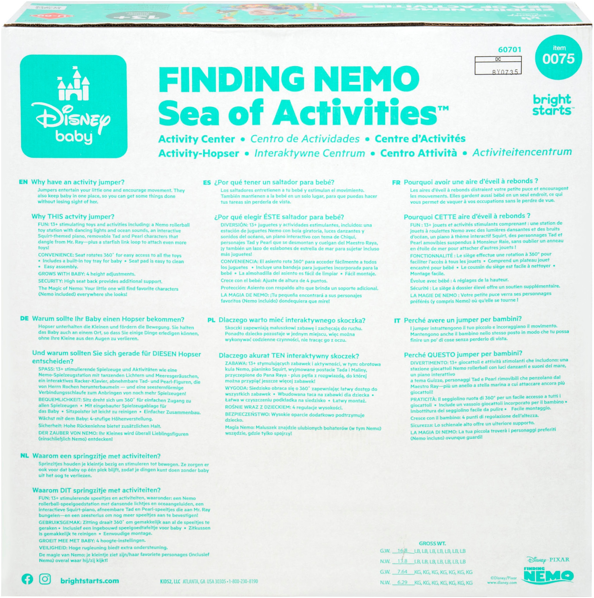 Bright Starts Spielcenter »Finding Nemo Sea of Activities Jumper«, mit Licht- und Soundeffekt